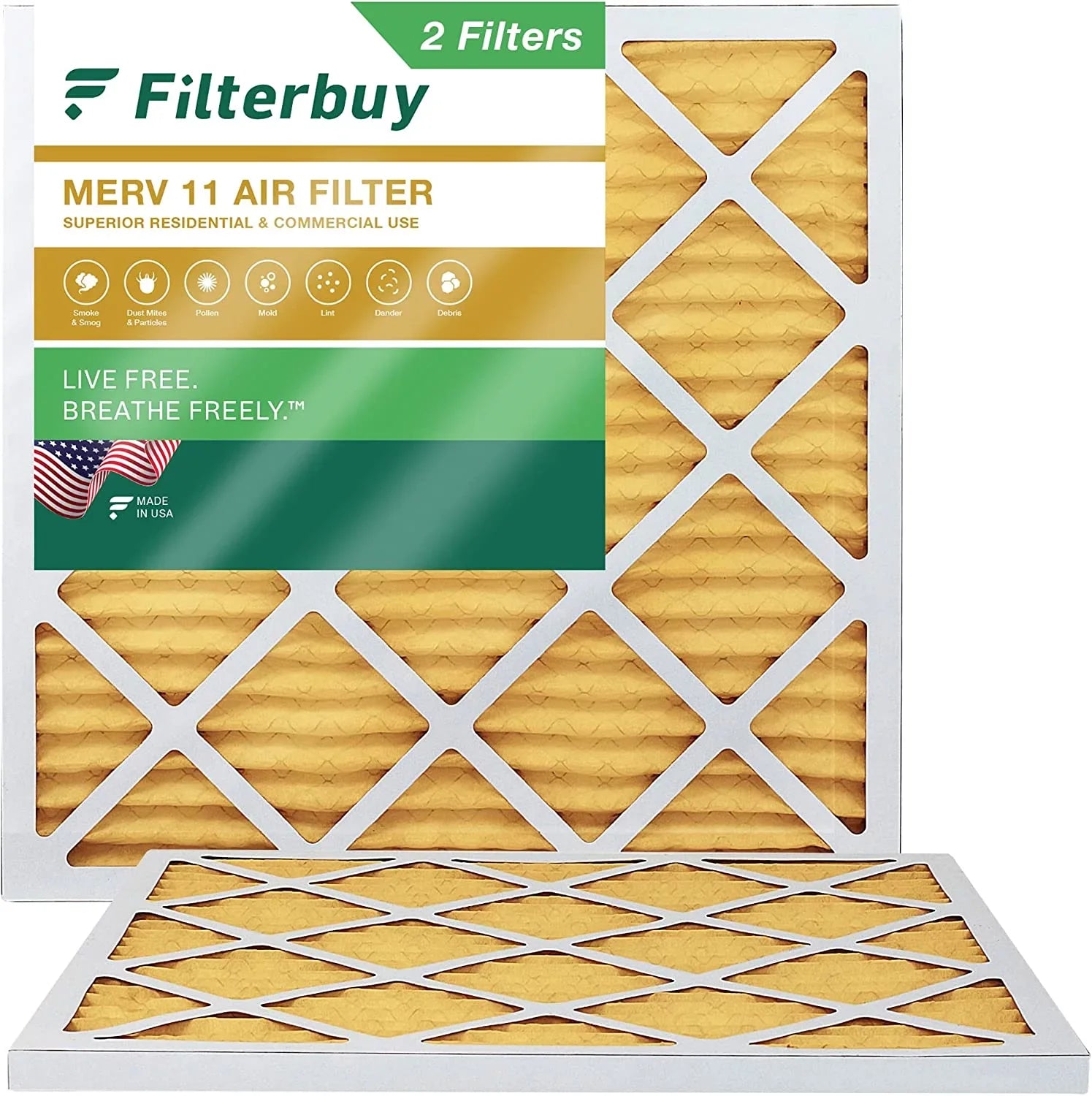 Air Filterbuy 17x17x1 Furnace Pleated Filters (2-Pack) HVAC MERV AC 11