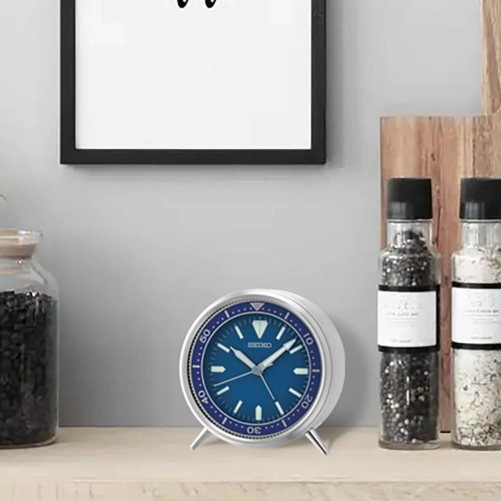 Quartz Arabic 4 Beep Seiko Case Metal Mai Alarm Blue inch T QXE065LLH Clock Analog