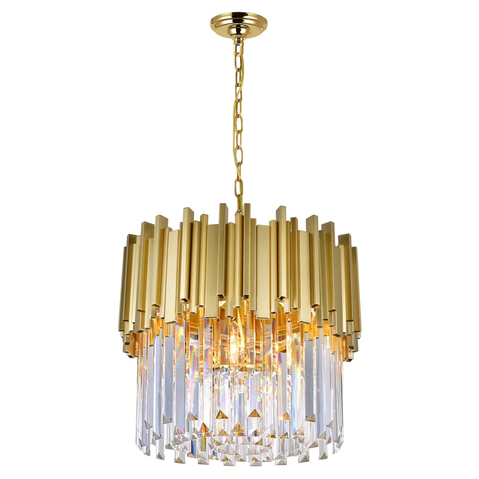 in 7 CWI Light Chandelier Metal Deco Down Contemporary Lighting Gold