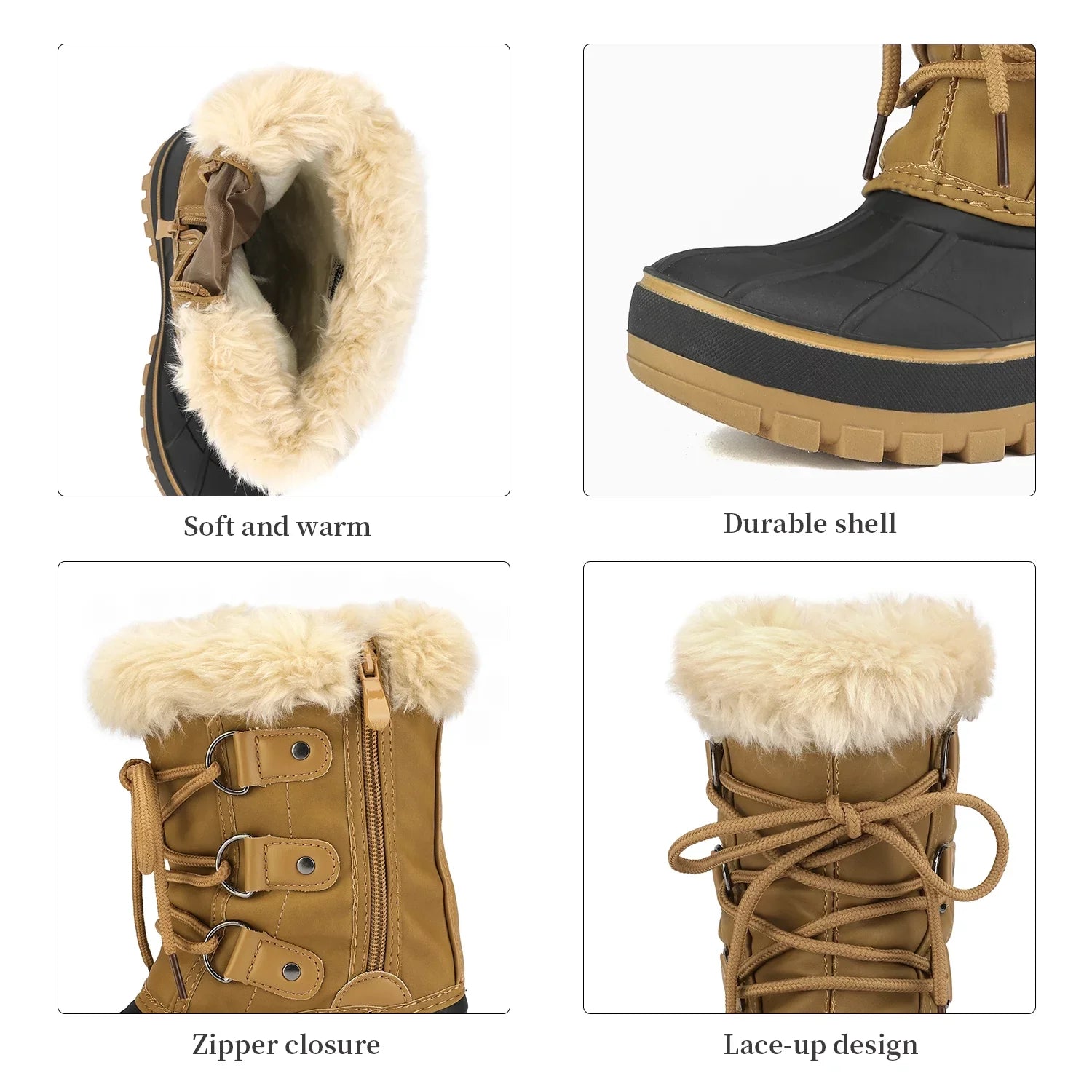 1 Toddler Shoes Ankle Kid Dream Pairs Boots Faux Little Fur-Lined Girls Warm Boys Size Soft Snow Kids FORESTER Winter Boots TAN