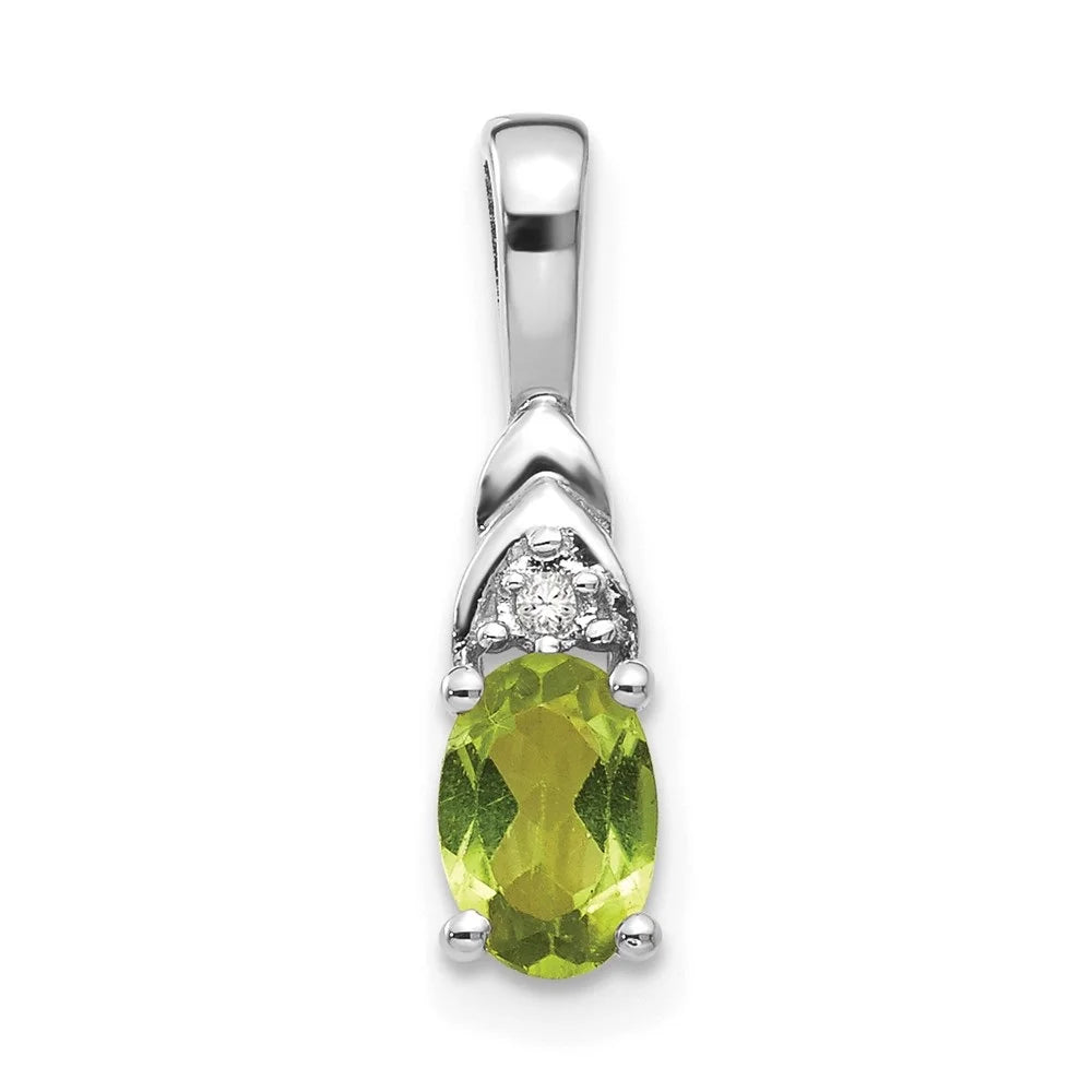 14K W-4mm) Diamond Auriga Pendant for Gold Women White Peridot (L-16mm,