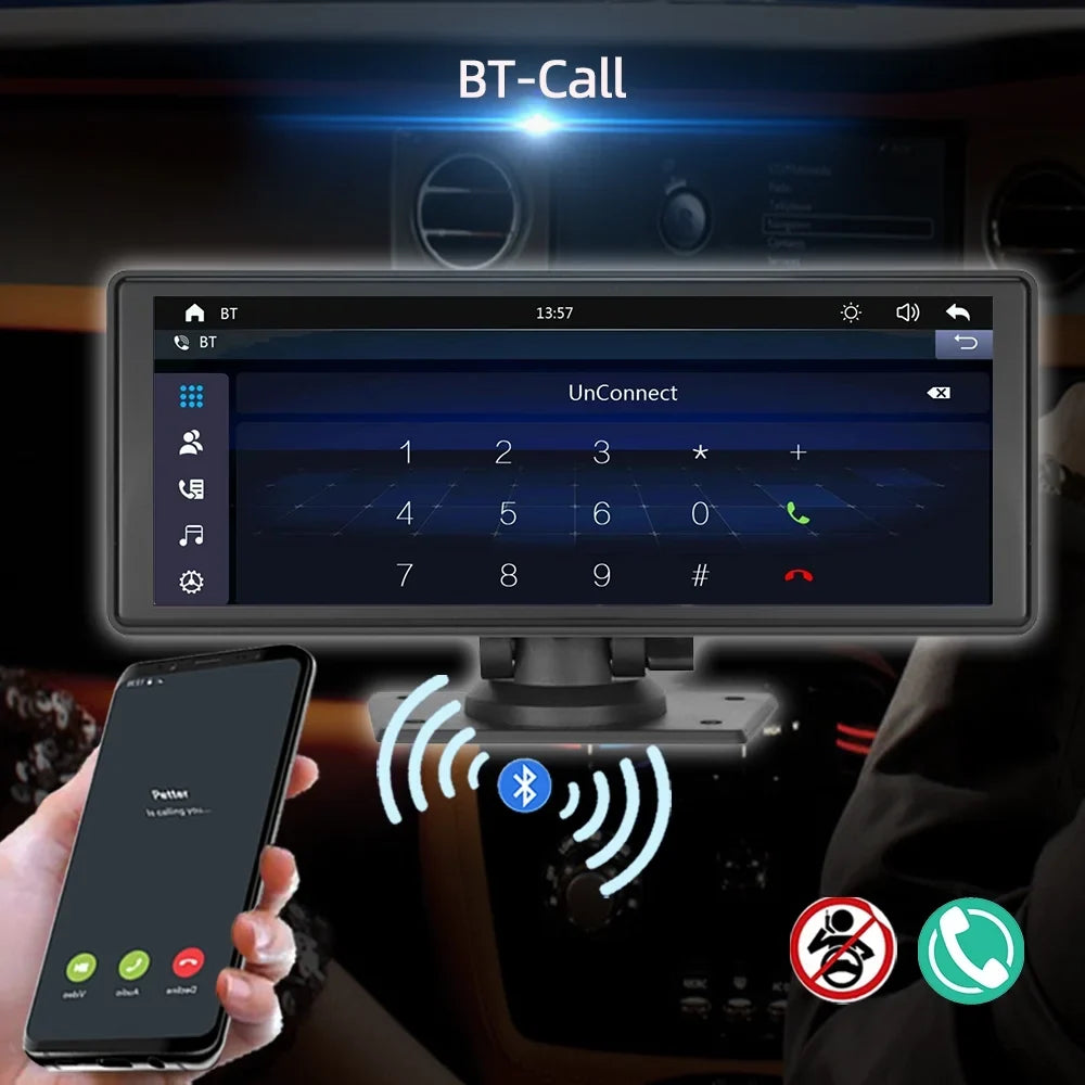 Auto Bluetooth Stereo,Newest Bluetooth/FM Portable Player with Car with Unit Camera Screen Carplay&Android Stereo FM Navigation 9.3 Inch Car Wireless Touch TF Transmitter,AUX, Synchronization/Rear