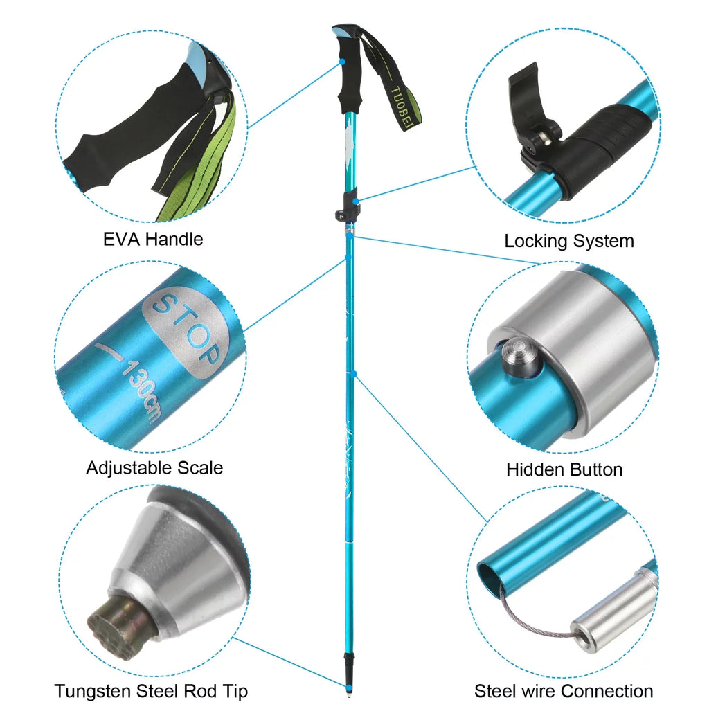 Inch Uxcell with 2 Pole Hiking Basket, Poles, 51 Blue Mud Trekking Collapsible Pack