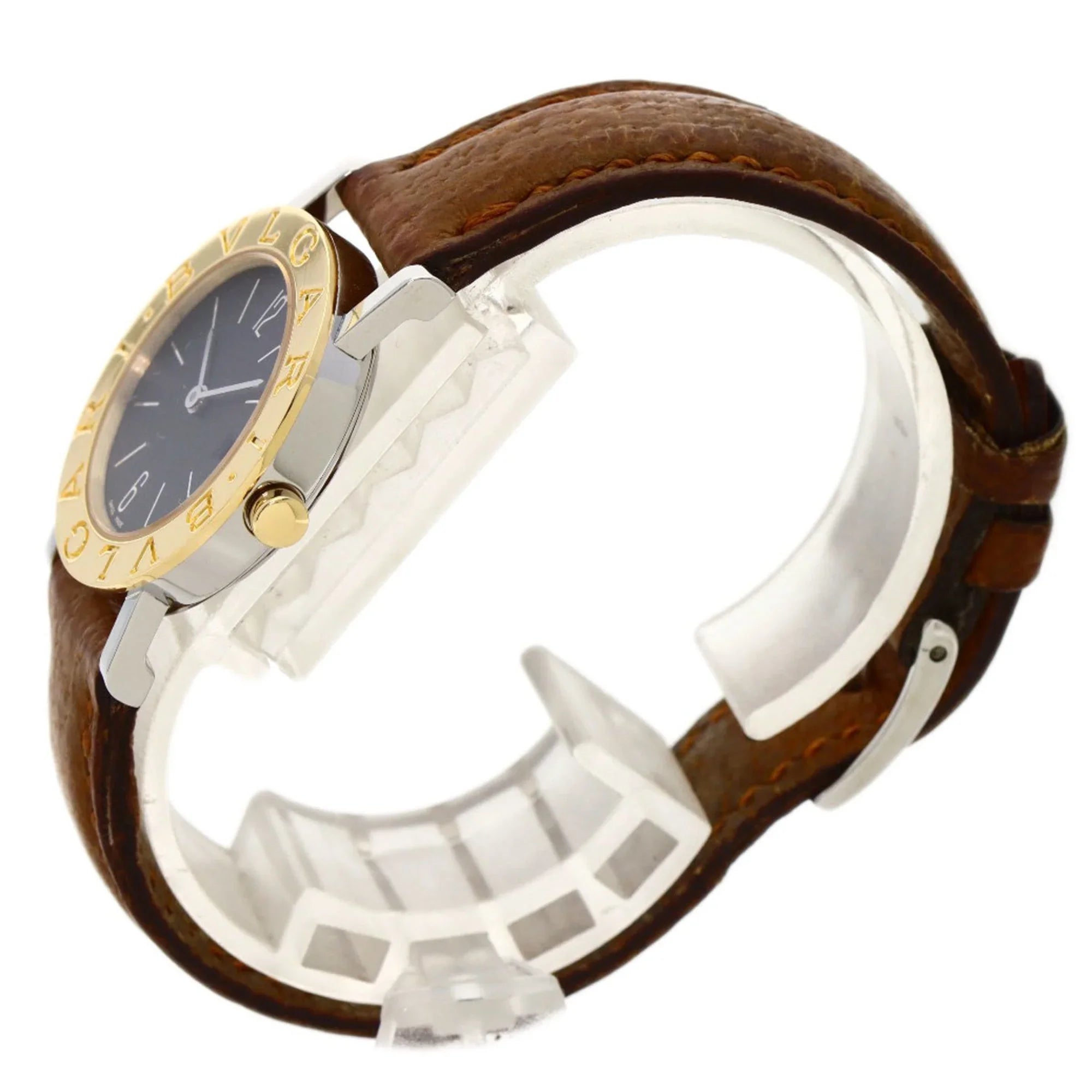 BVLGARI Steel/Leather/K18YG (Good) Pre-Owned Ladies Watch BB26SGL Stainless