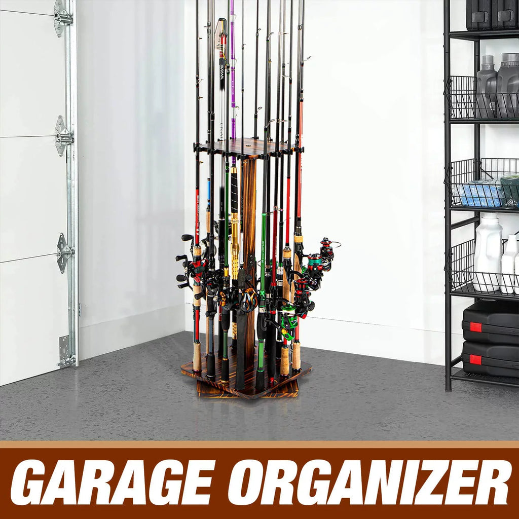 Rod Rods Fishing Men Rotating Garage Fishing Pole Holders Gifts Degree Holds up Wood Ghosthorn 16 for , for to 360