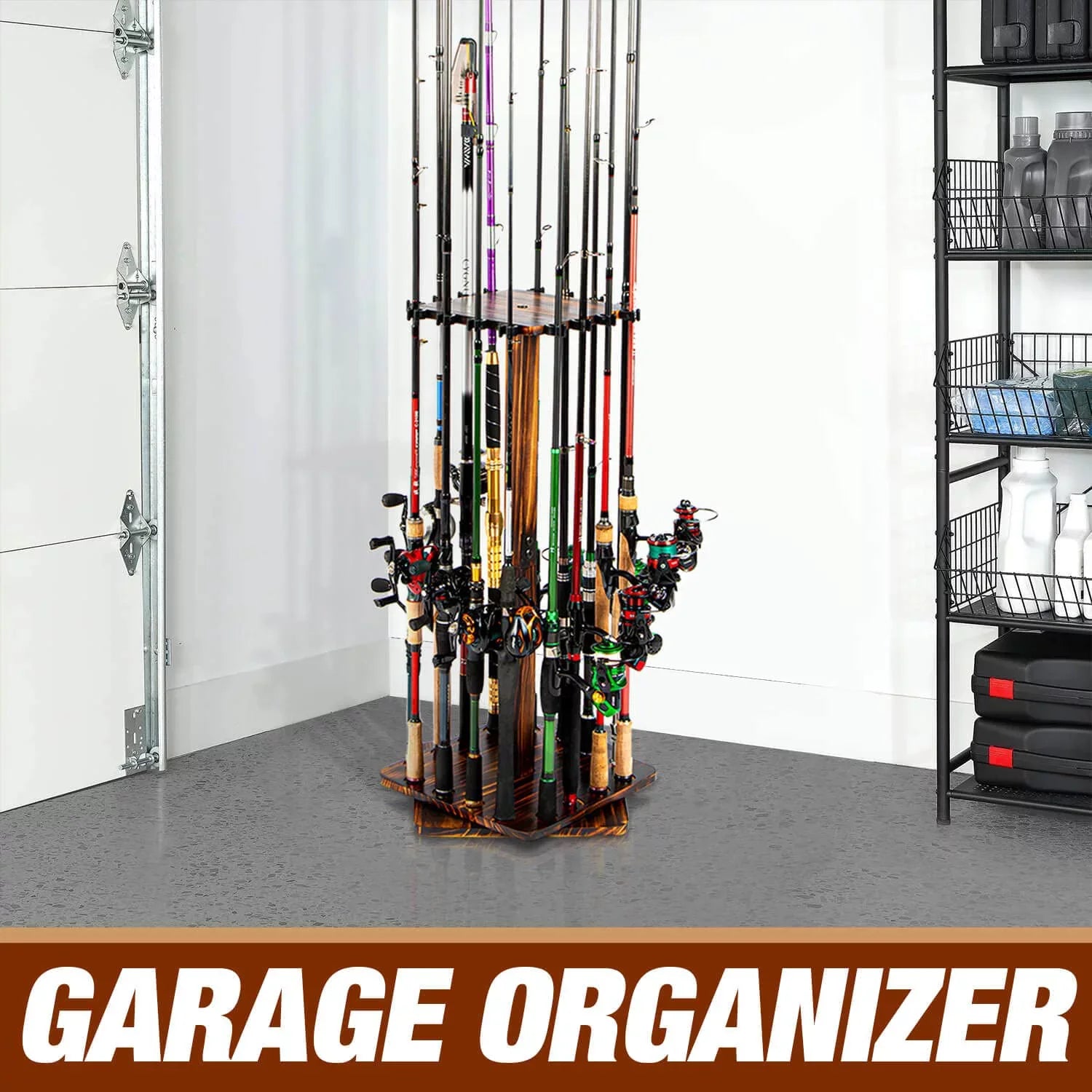 Rod Rods Fishing Men Rotating Garage Fishing Pole Holders Gifts Degree Holds up Wood Ghosthorn 16 for , for to 360