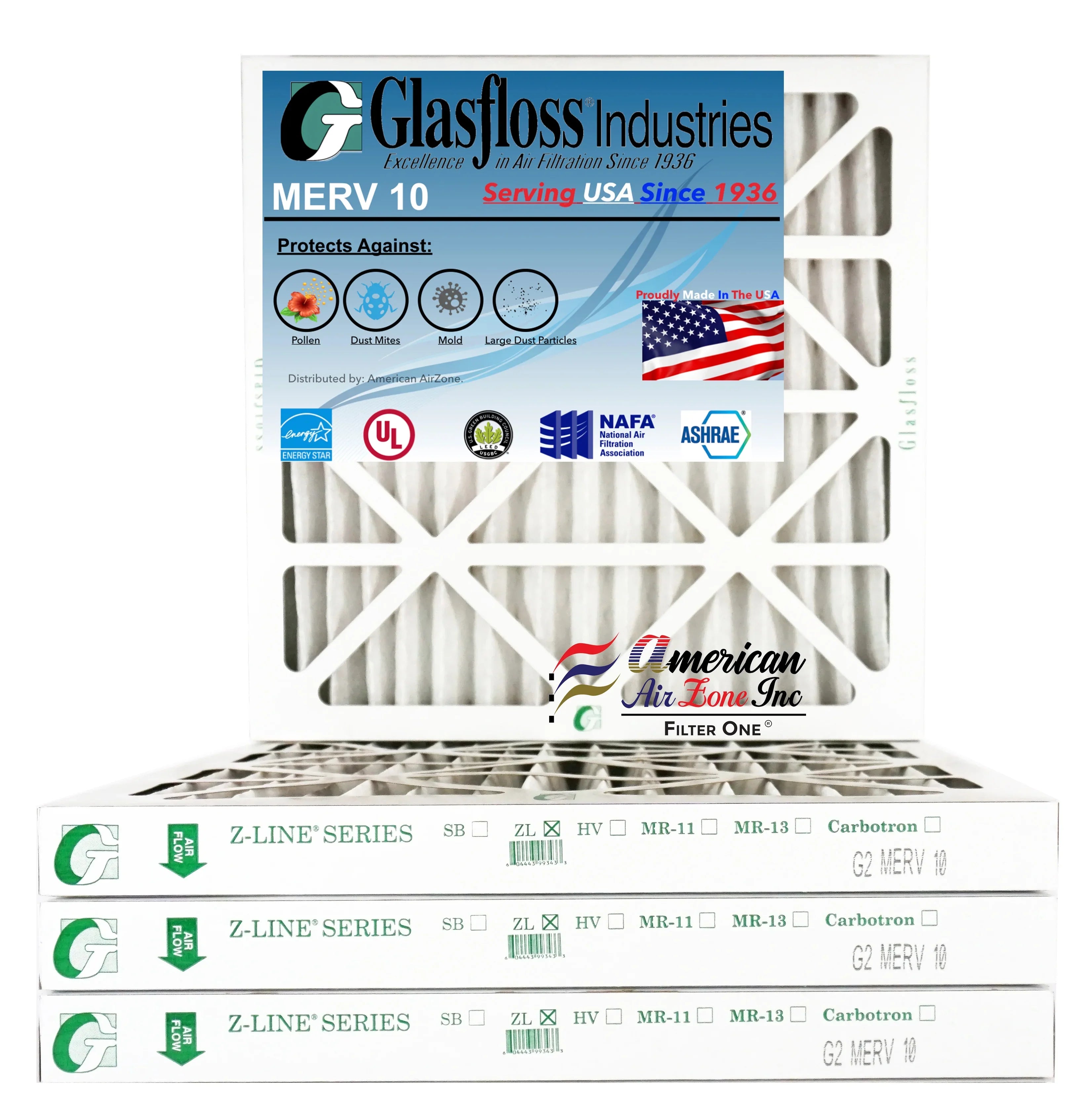 Air - or Made Air 2" Air (Pack or Home HVAC Office 24x25x2 MERV USA. AC of - Filter 4) 10 Furnace - Glasfloss - Filter Filter In - Pleated The -