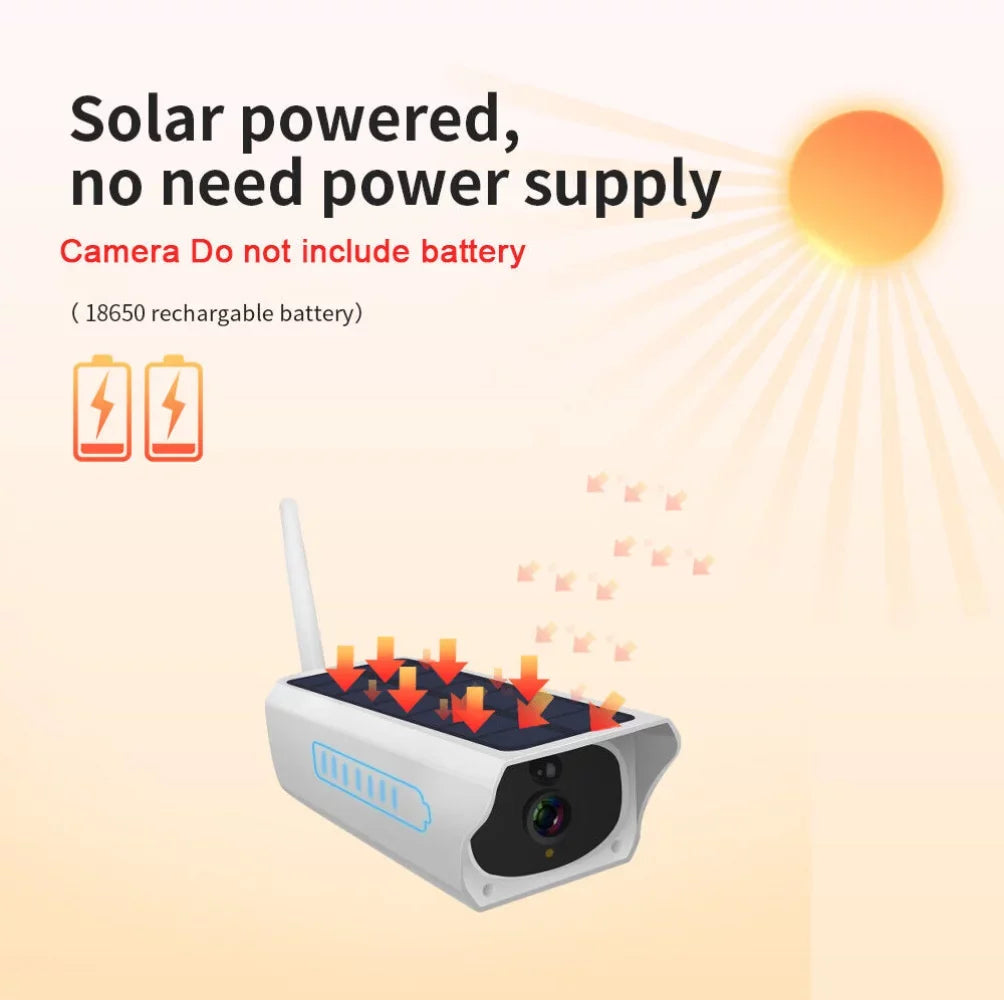 IP 1080P Surveillance Cameras, WiFi Camera, Camera Video Motion Powered, Wireless Solar Rechargeable Outdoor Waterproof, Security Energy Battery Powered Detection,