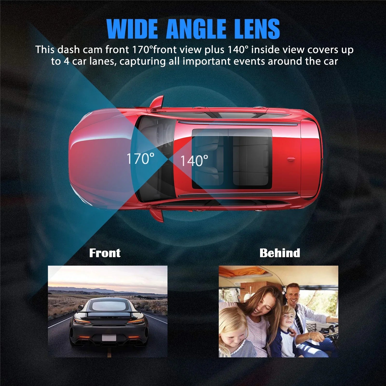 Loop Cabin Car Cam Driving Inside Camera IR 24H Dual Night Front Recording Parking Camera, TSV Recorder, Cam Dash G-Sensor Car Dash with Vision, Mode, 1080P
