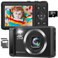 SEREE SD 4K Autofocus 44MP Shoot Compact Point 32GB 16X 2 Batteries with Digital Digital Camera with Portable and Cameras Digital Card and Camera Zoom, 2.4''