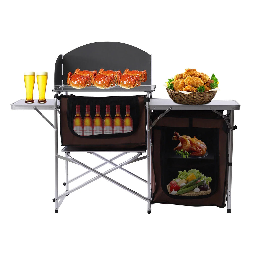 Kitchen Folding Tabletop Foldable Camping W/ Grill Portable FETCOI Table Station