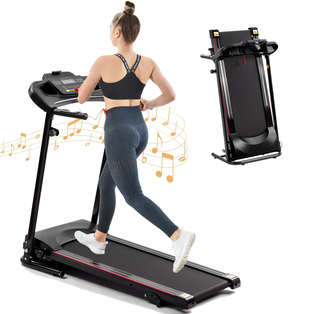 Gym Cup Rate Foldable, Electric Fitness 2.5HP Sensor Home Treadmill Walking Folding Heart Incline 12KM/H Running Treadmill Bluetooth Holder Music for for Exercise with Machine Indoor Home