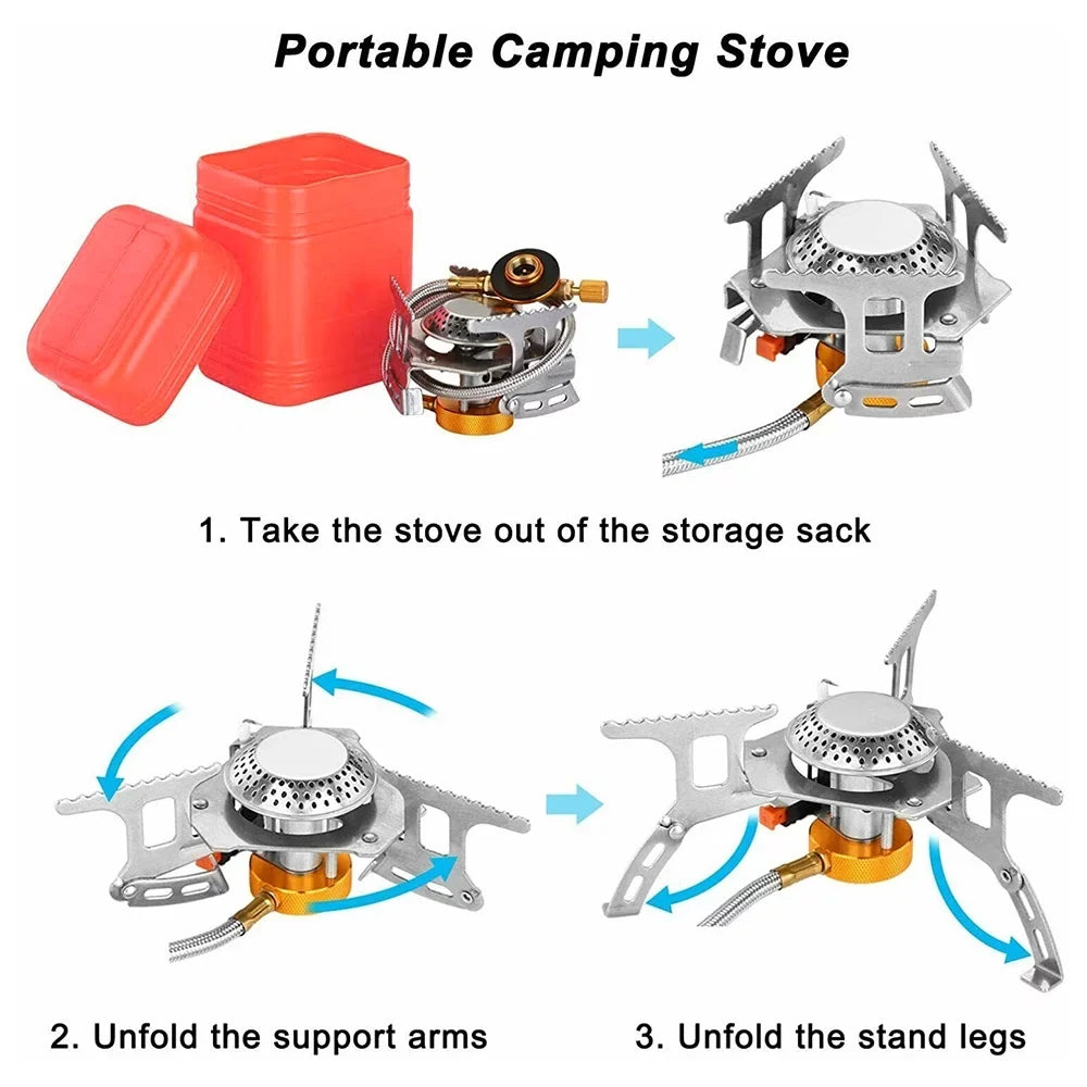 Outdoor, Portable stove Camping Windproof Backpacking Lightweight for Stoves, Silver