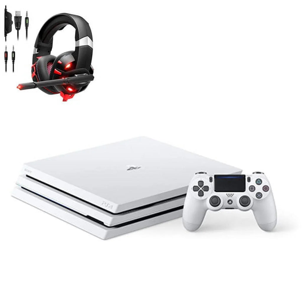 AXTION 4 Gaming Included White Consol Bundle Pro Sony 1TB Glacier PlayStation Like New BOLT