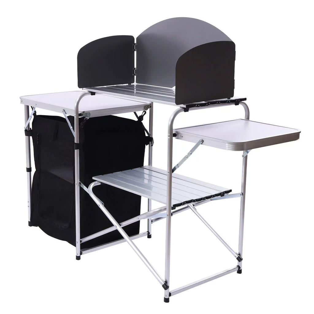 DENEST Windscreen Kitchen Folding Table Detachable Outdoor Camping Table Cooking with