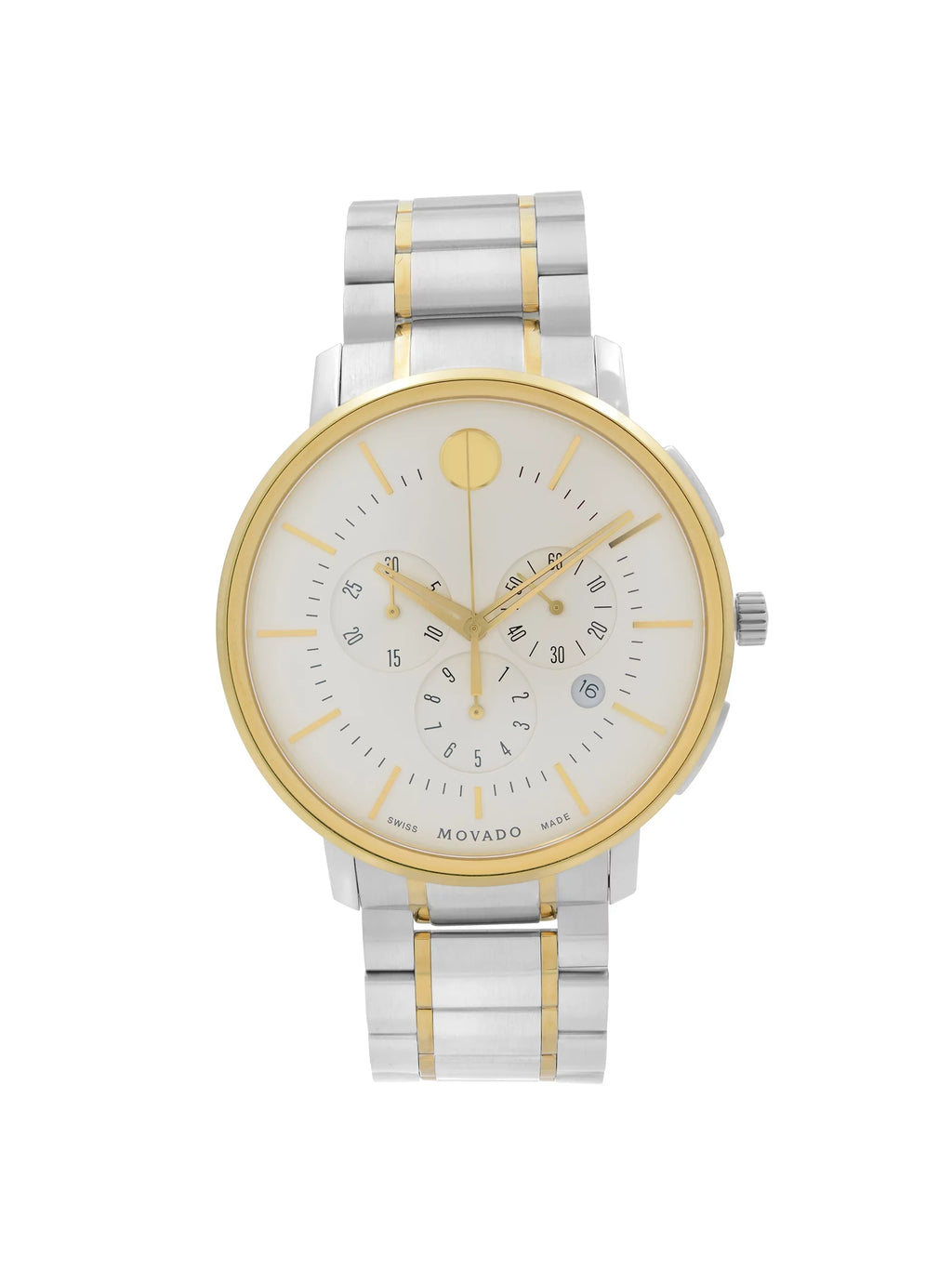 Classic 42mm Thin Watch Two-Tone Dial Movado 0606887 Silver Steel Quartz Mens