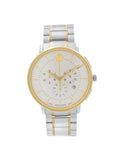 Classic 42mm Thin Watch Two-Tone Dial Movado 0606887 Silver Steel Quartz Mens