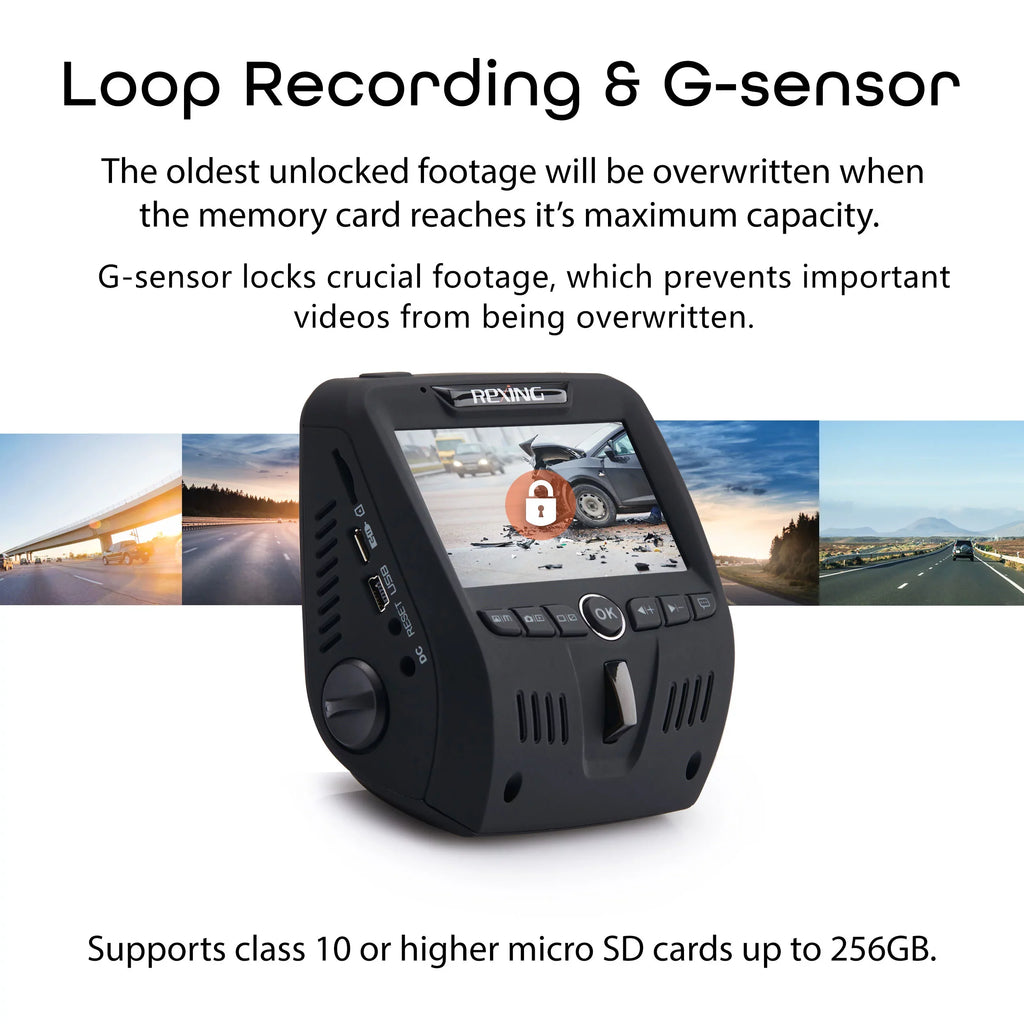 FHD Cam Dual Rexing V1LG Dash 1080p Car Channel