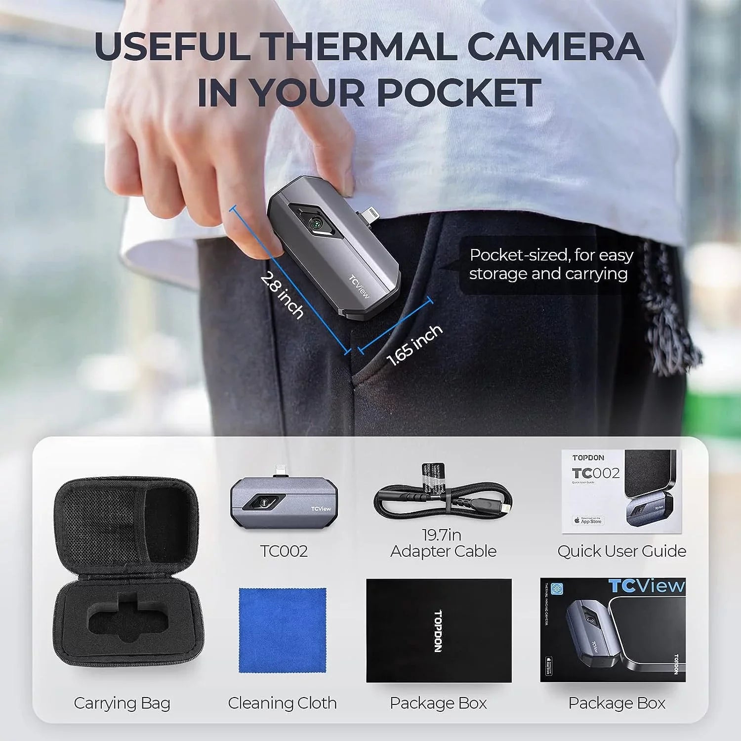 Resolution 40mk Thermal Imaging 192 High Sensitivity (iPhone Range iPad) Thermal for & x iOS TC002 TOPDON 256 Camera -4F~1022F Temperature Thermal IR Camera,