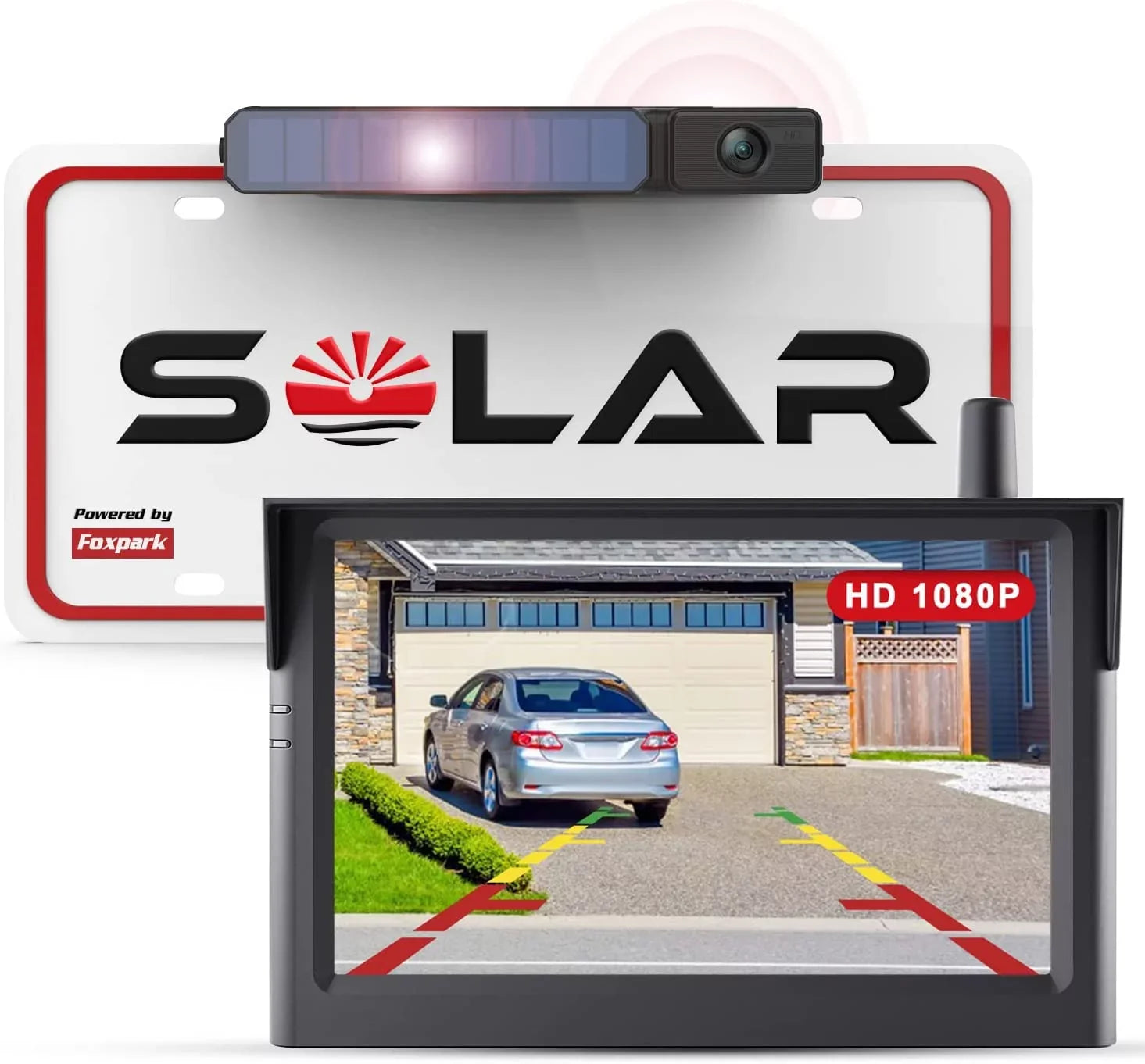 Rear Camera Parking Trailer License Camera for Wireless Channels Camera Wireless 2 Car, View Backup Solar Battery Plate Reverse with Installation,Solar Monitor Easy RV for System