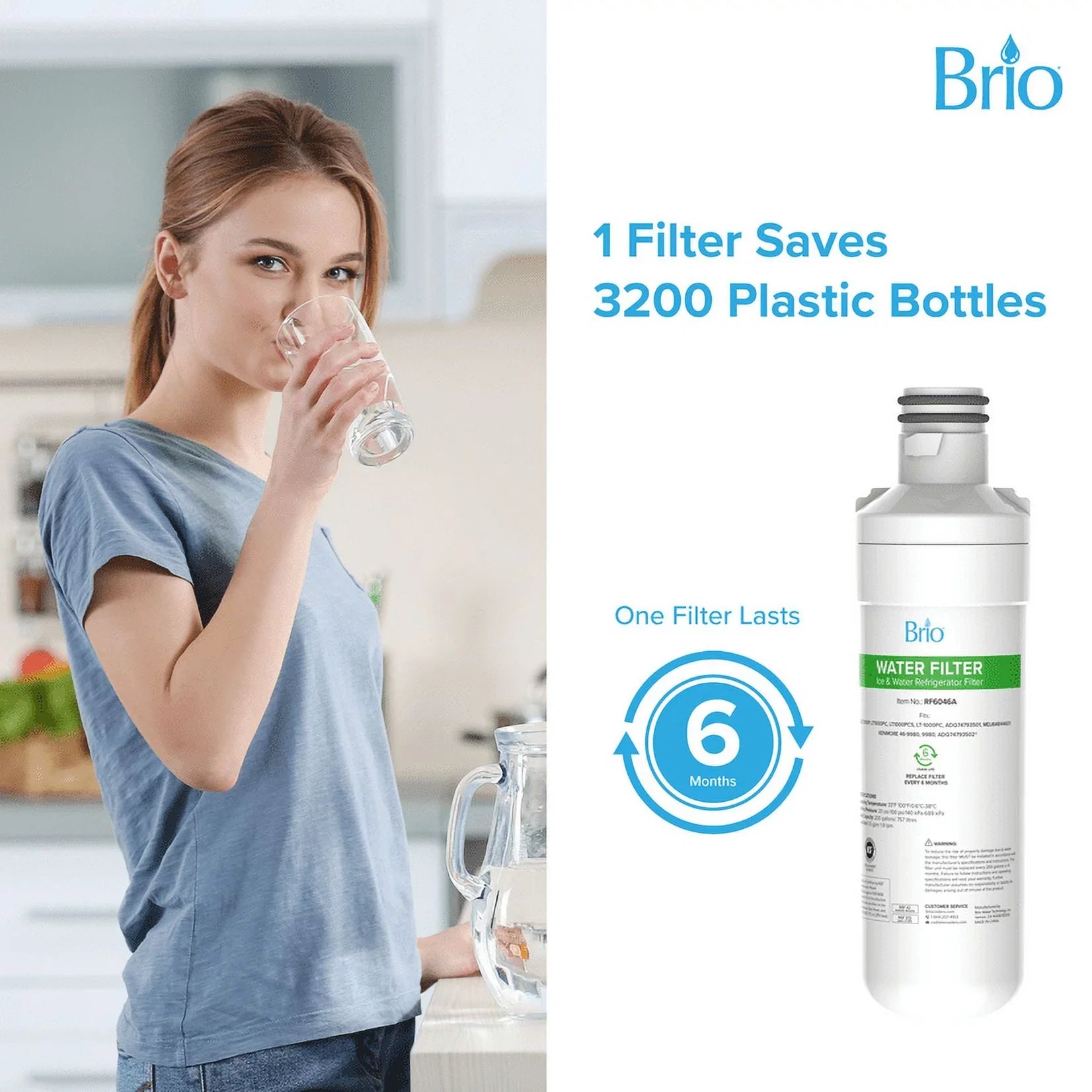 Compatible LT1000PCS, Brio Filter Pack Water With Replacement LGLT1000P, Refrigerator LT-1000PC 3 LT1000PC,