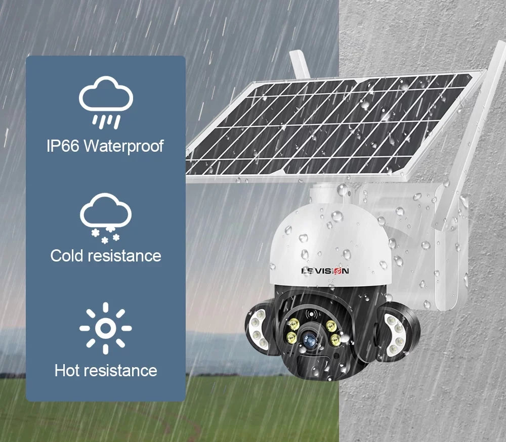 CCTV PTZ LS VISION Cameras WiFi Solar 4MP Outdoor System Security Wireless Waterproof