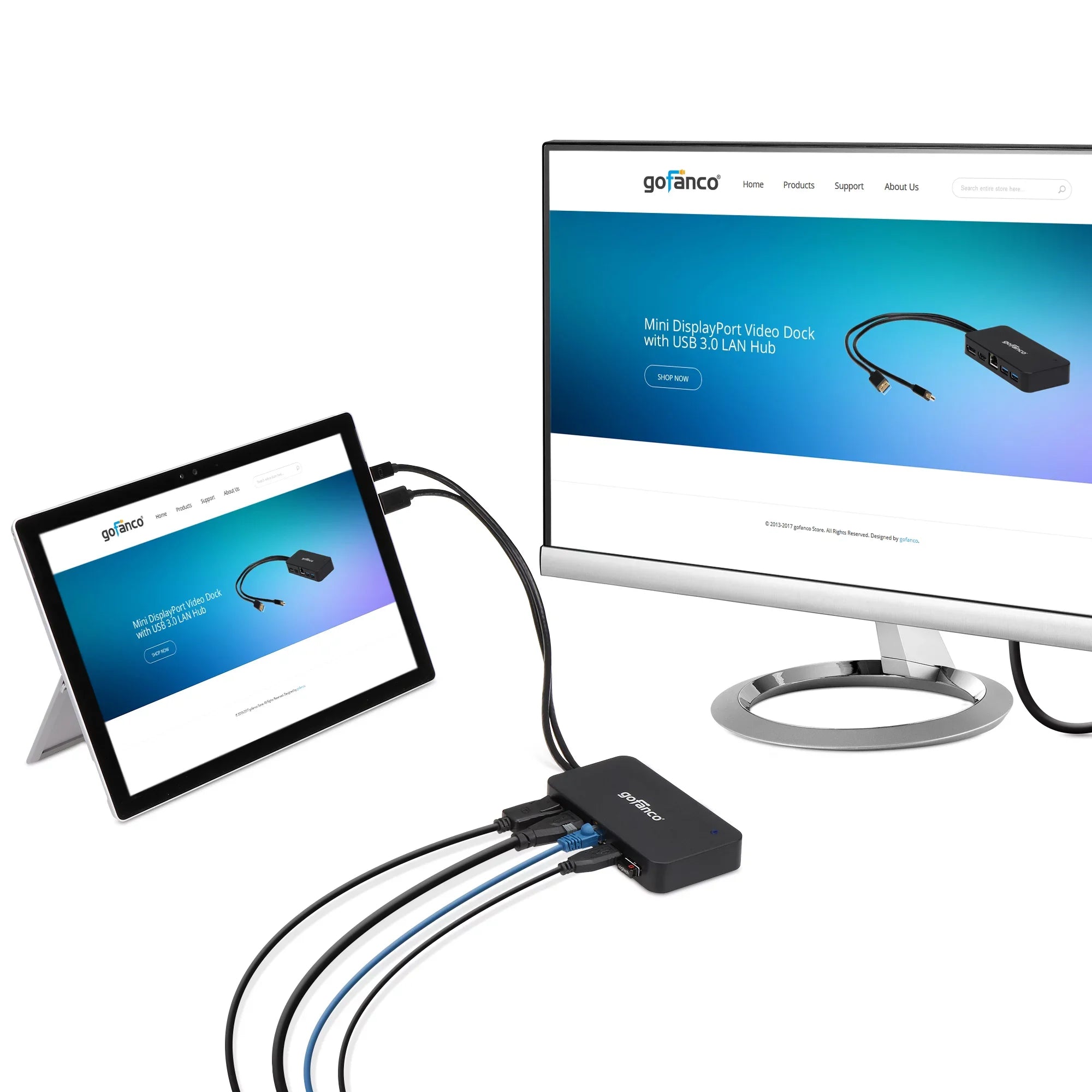 and DisplayPort(Thunderbolt or and Ethernet for Video Pro, gofanco 3.0 - Mini Output HDMI, Adapter 2 DP to Thunderbolt DisplayPort, Surface Hub Gigabit with 2) HDMI Dock/Docking USB Station PC MacBook
