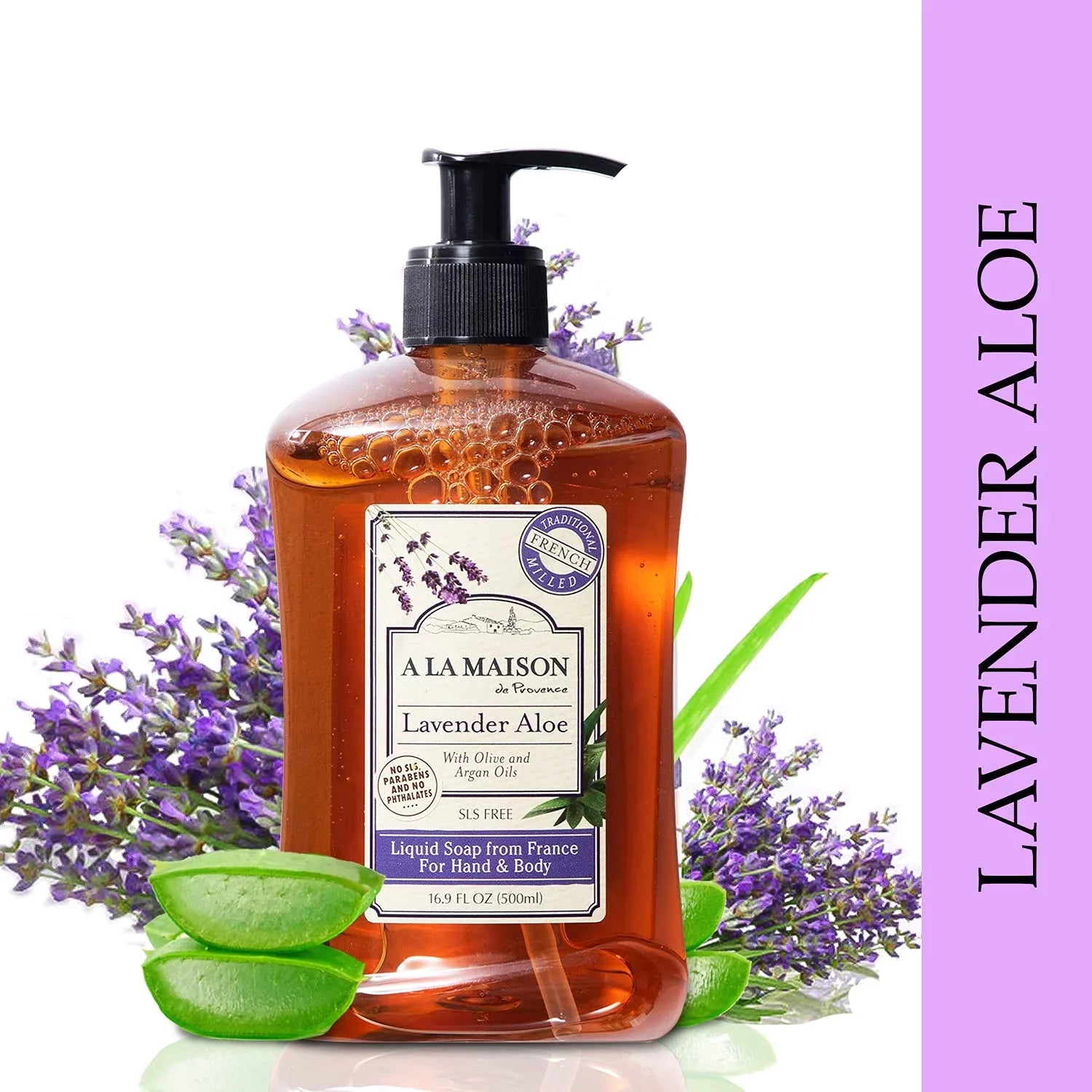 Triple Natural Liquid oz Soap 16.9 Soap Bottle) MAISON Milled French Moisturizing Pack, - Aloe (2 LA A Hand Lavender