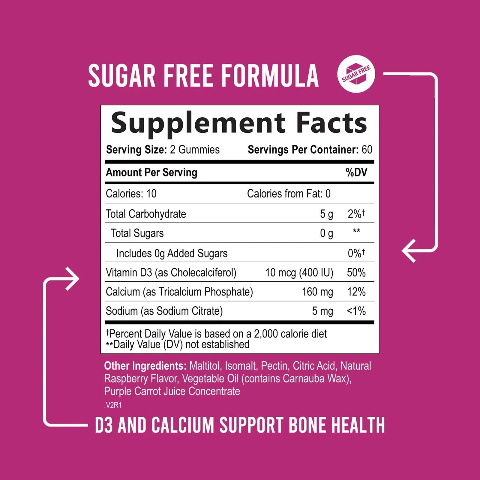 Plus Free & 120 Vitamin Flavor Gummies Chewable - Non-GMO, 400 Health Calcium Chews IU Berry Support, D3, Bone Bites Supplement, Strength Immune Bone Calcium Sugar Gummy Nutrition - Supports