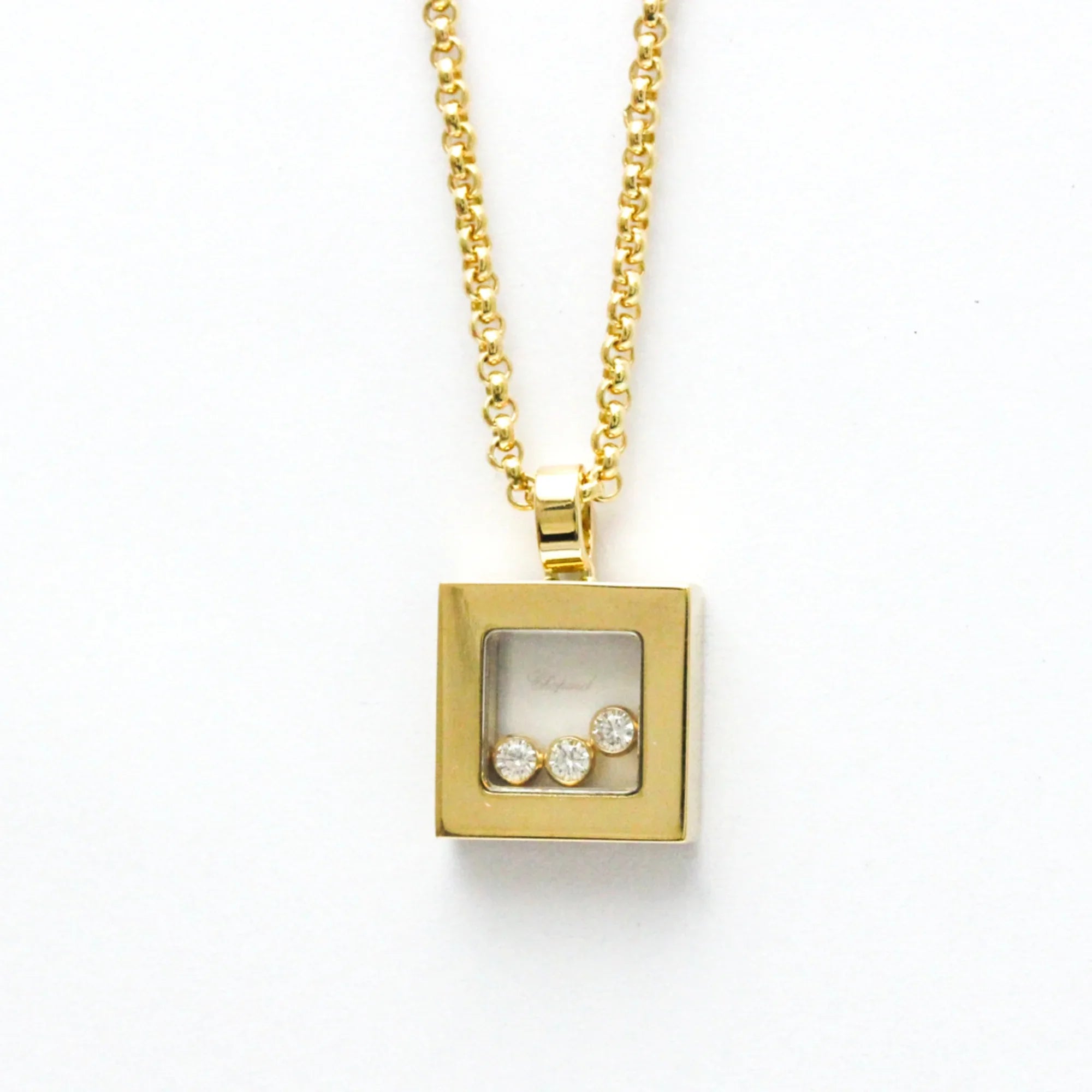 Men,Women Pendant Necklace (Good) Happy (Gold) Fashion (18K) Diamonds Chopard Necklace Pre-Owned Yellow Diamond Square 79/3210 Gold