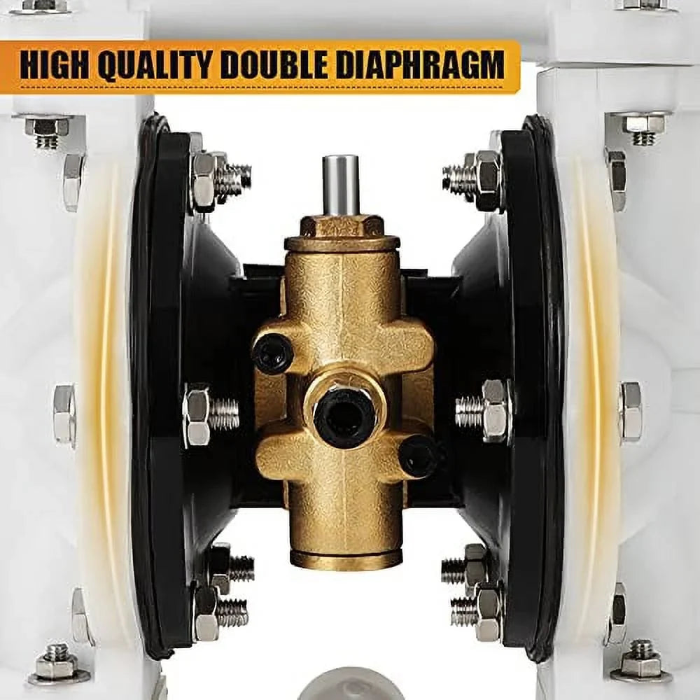 Outlet inch Nitrile Waste for Use by Rubber 12 Pneumatic GYZJ Double GPM Max Oil Chemical Industrial Cast Air Diaphragm Iron Transfer Operated Dual 115 PSI QBK-15 Dissepiment Pump 1/2 PTFE