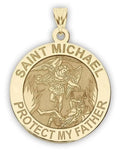 Yellow Gold Protect inch - Father 14K - Religious - Dime, My Saint of Michael Medal Solid 2/3 Size