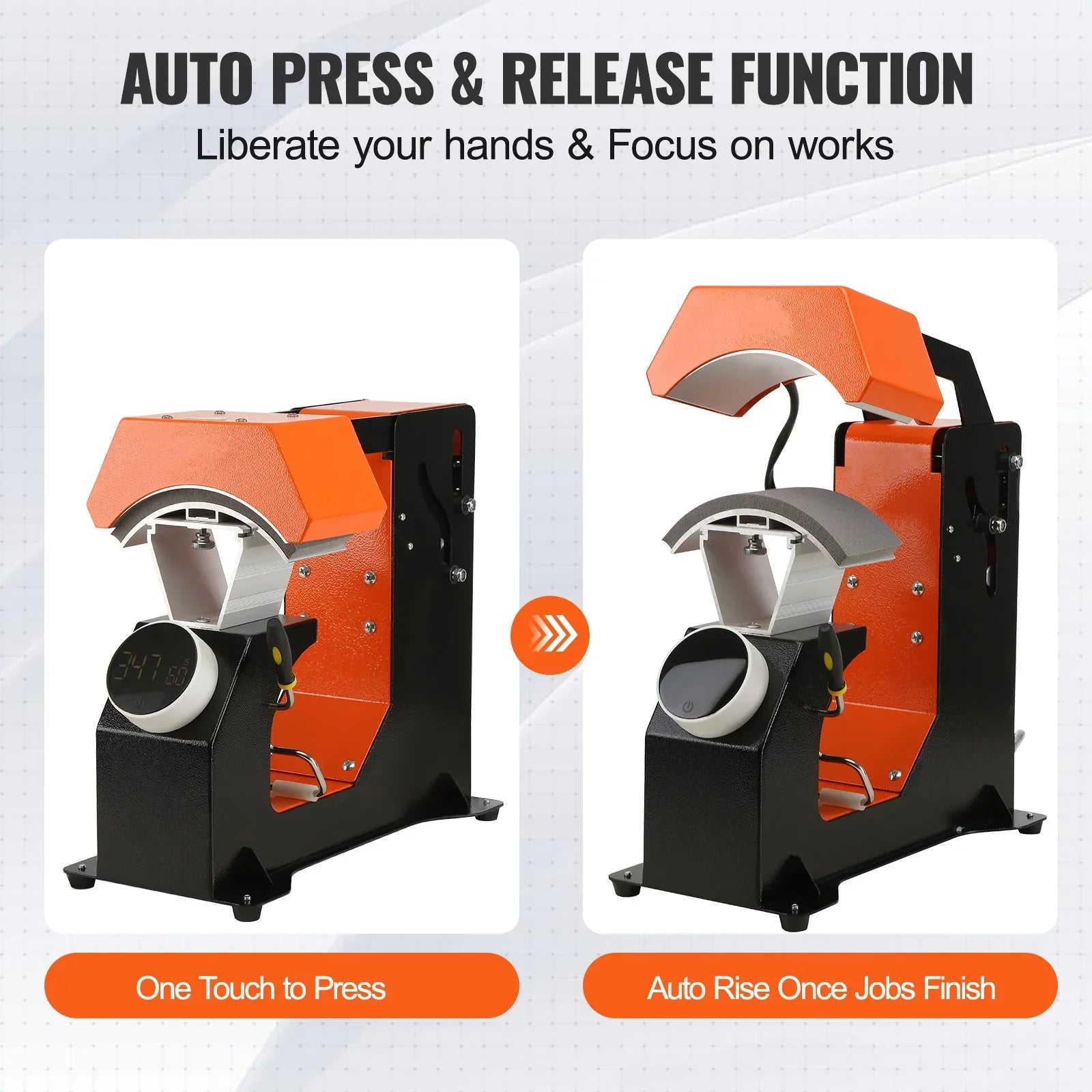 Automatic "Clamshell Machine, Knob-style with Heating & Transfer, BENTISM Release Pads Control 3-in-1 Cap Panel, Heat 3pcs Digital 6.4"x3.5 Press Sublimation Replaceable Auto Press, Press Heat Hat