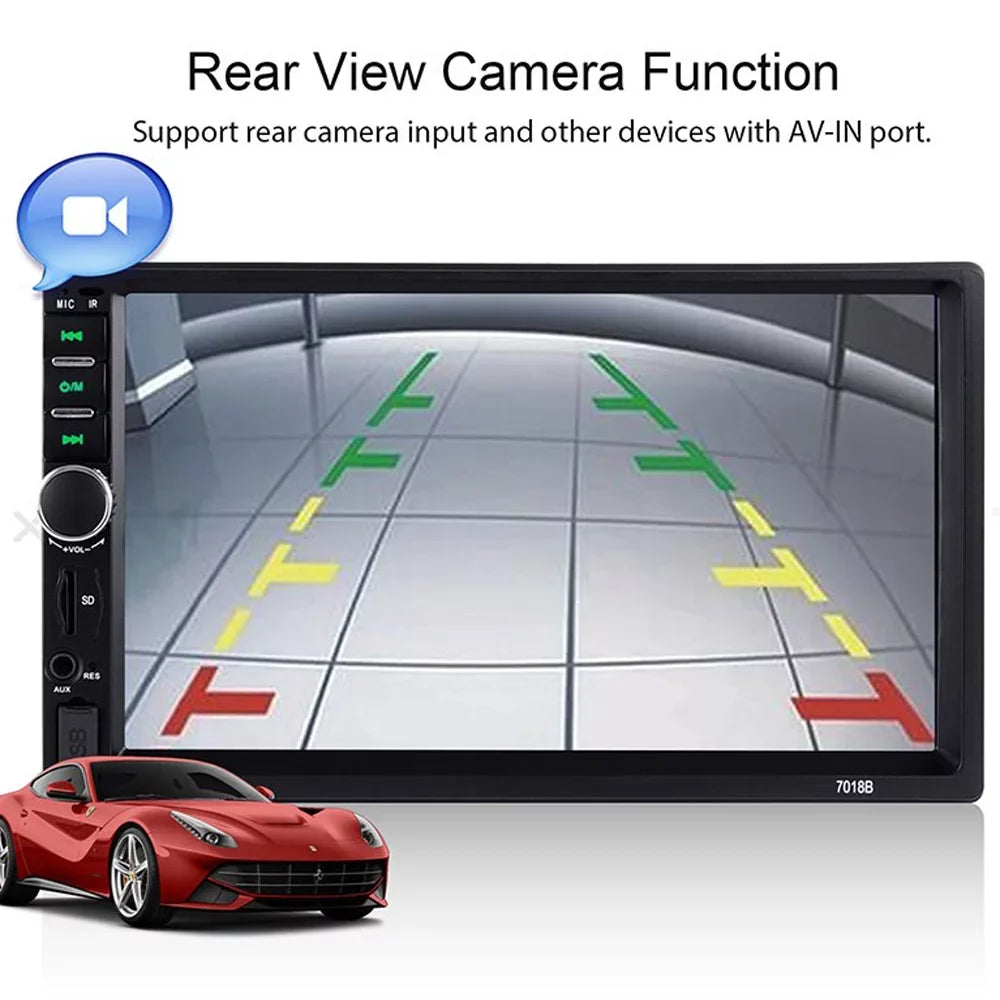 Bluetooth Stereo Car Link with Double Polarlander Audio AUX Touch 4LED Din USB with HD Backup Screen MP5/4/3 Function Car Car Multimedia Player 7-inch SD Camera Mirror Radio FM