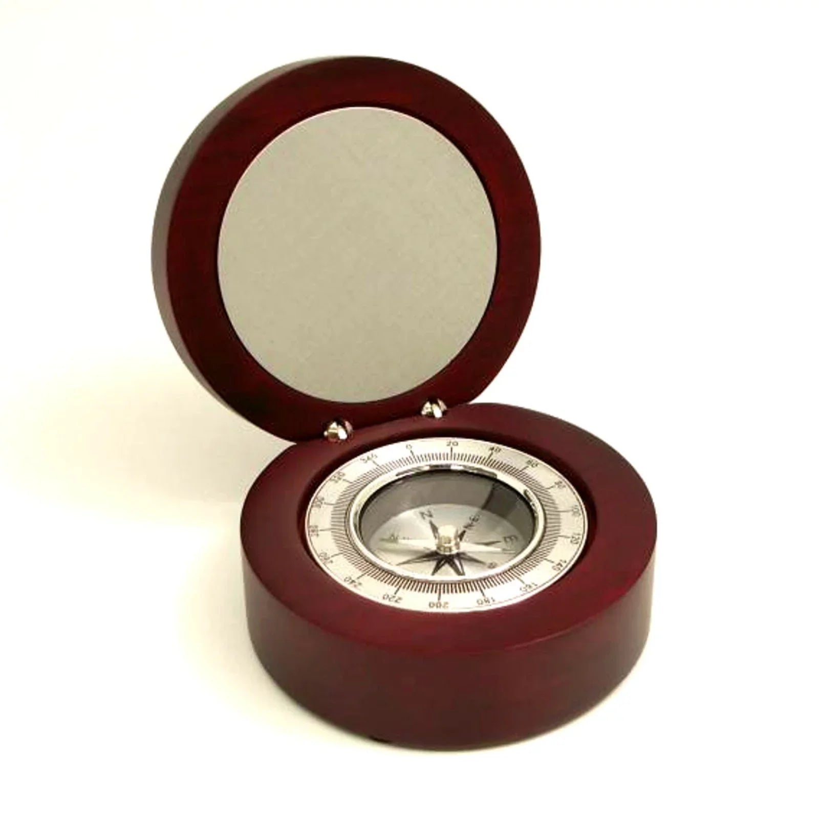 Compass with Plate Engraving Hinged Aluminum in Finished Rosewood QGM21409 Box
