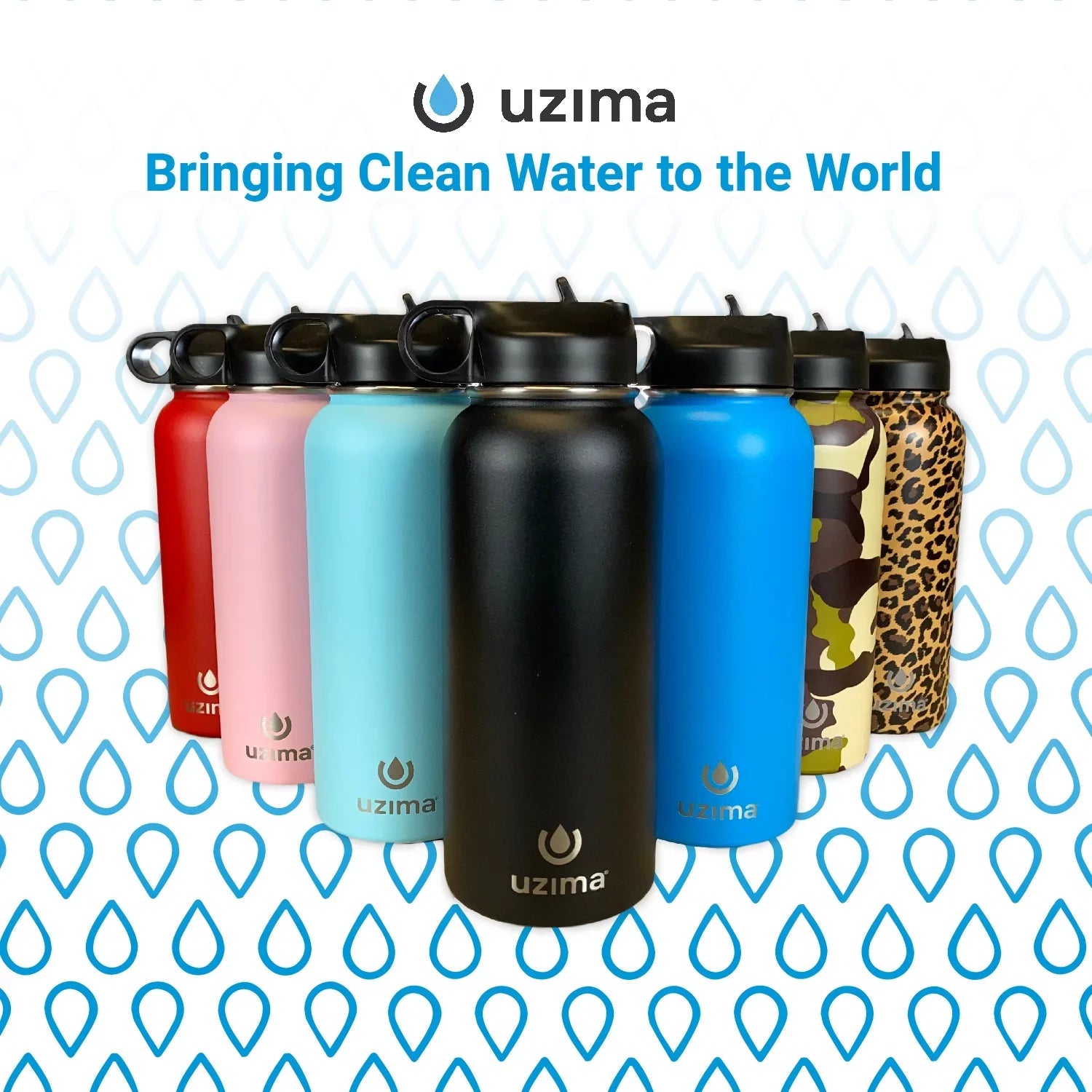 Camping, Water Purification the Hiking, Uzima Capacity Z-Source - Water Large Go. on 32oz and Travel. Bottle for Backpacking, Steel with (Black) Stainless Double-Walled Exterior. Filtered