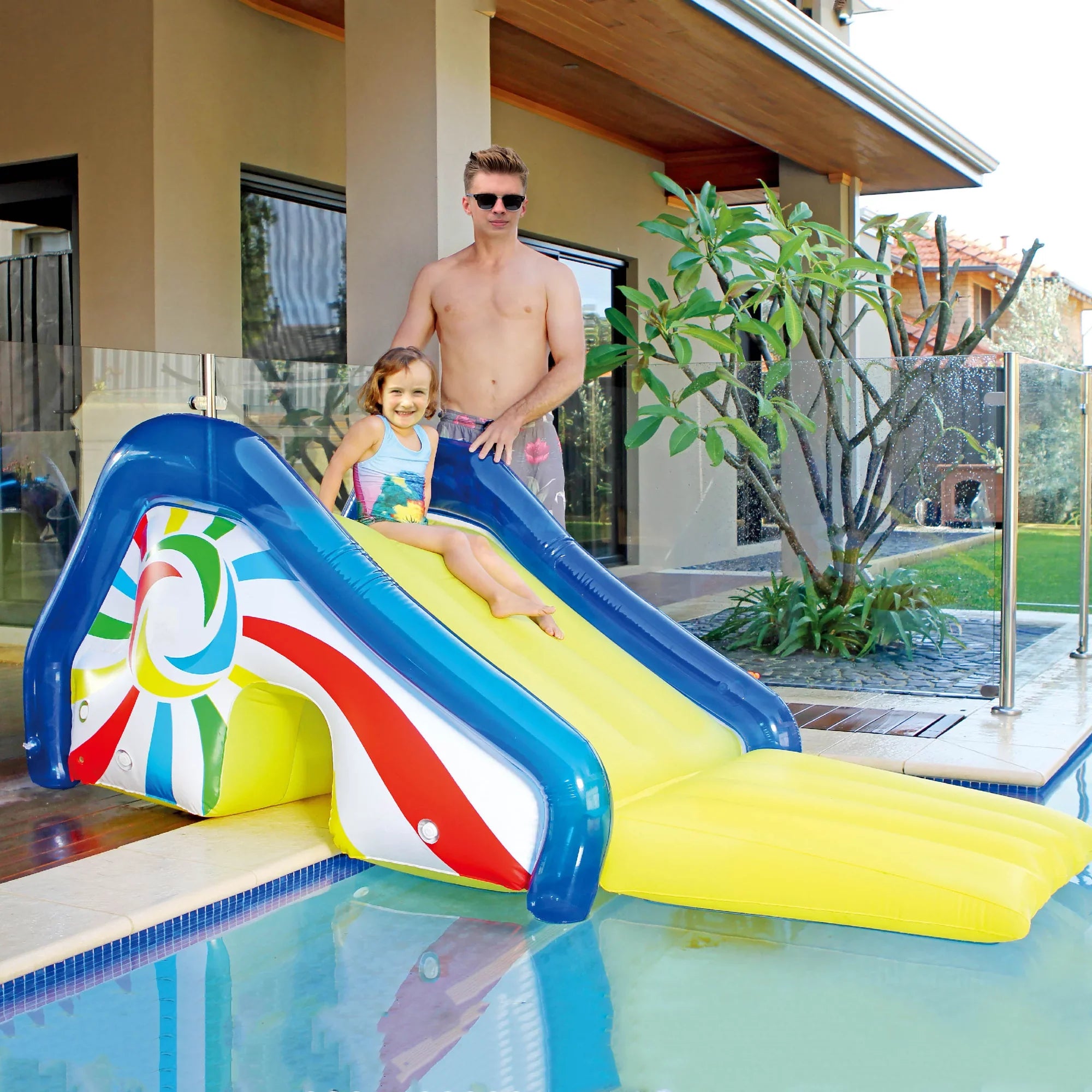 Sprayer, Slide and Pool an Blue Side Attached With Northlight 98-Inches Yellow