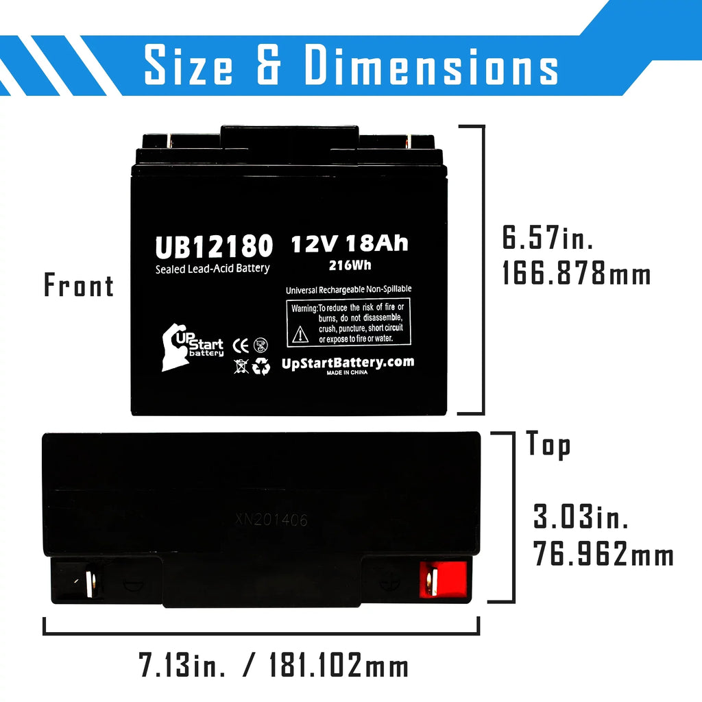 '- Battery T4 SLA) 18000mAh, Lead PICHER (12V, CFM12V18 - 18Ah, Sealed Compatible Universal Battery Pack 2x Replacement Acid AGM, UB12180 EAGLE BATTERIES Terminal,