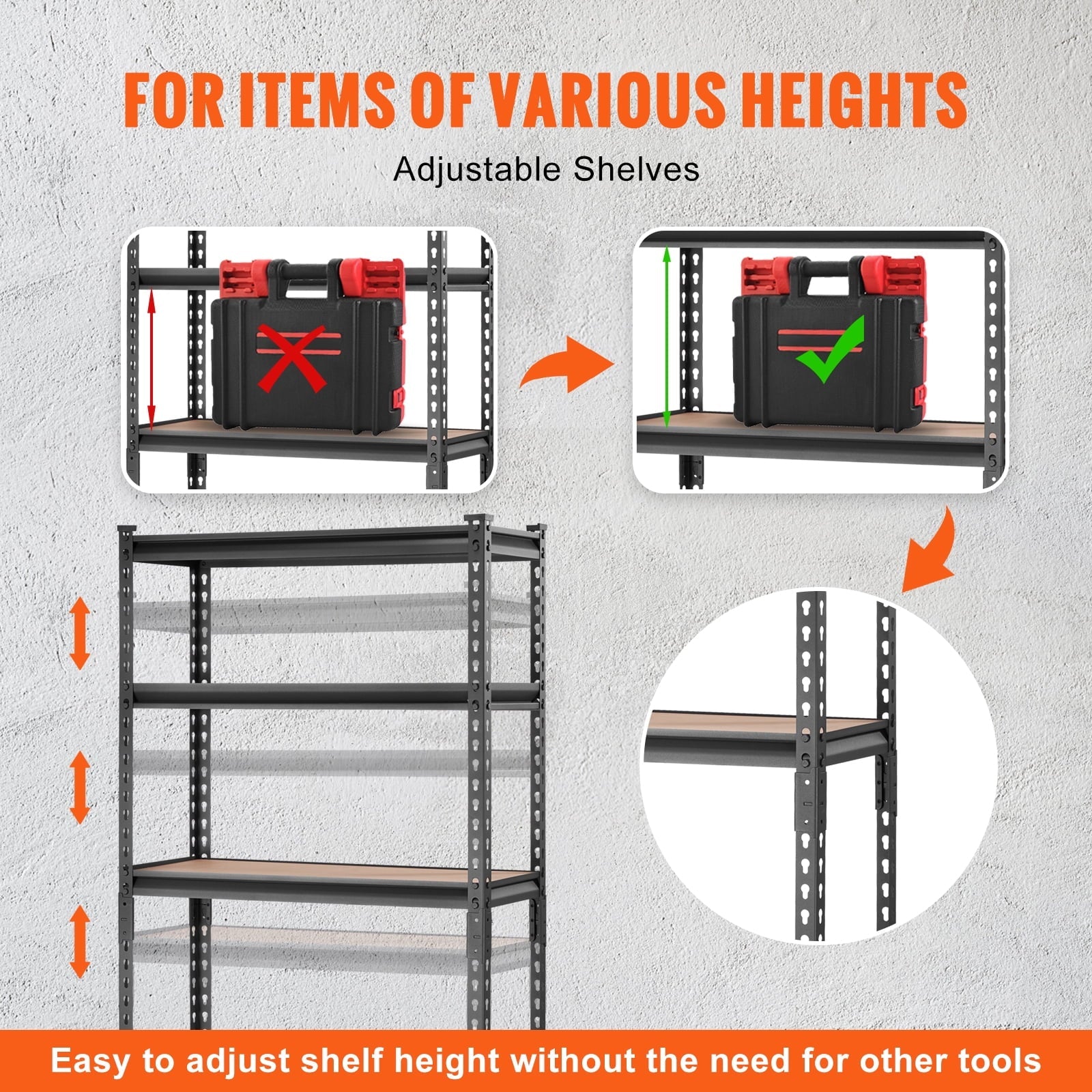 Steel 5 lbs 30"W x Heavy Shelving Storage x Load Adjustable Tier Unit, 12"D Duty 60"H BENTISM 2000 Garage Rack