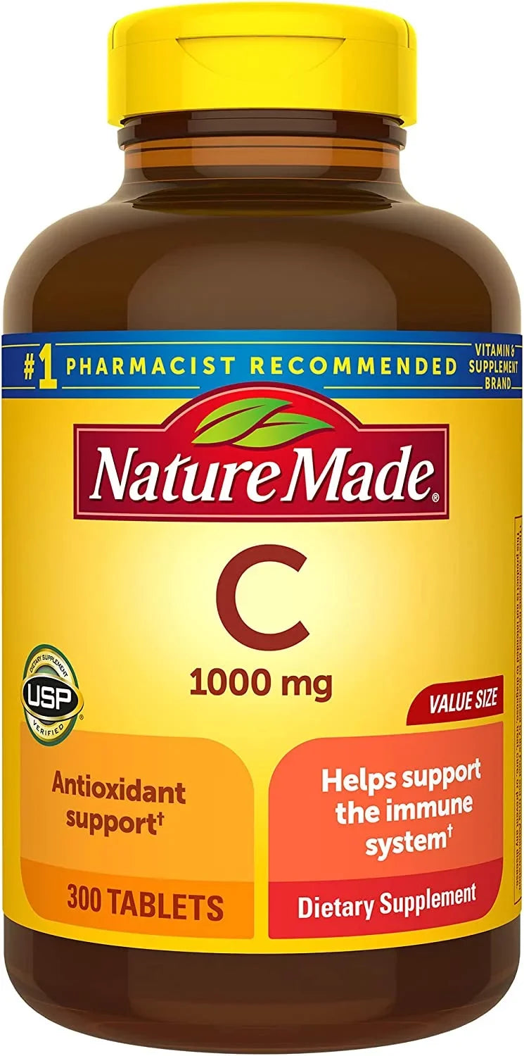 Support, 300 Immune Made Supply Tablets, Vitamin Dietary 300 1000 mg, Day for Supplement C Nature