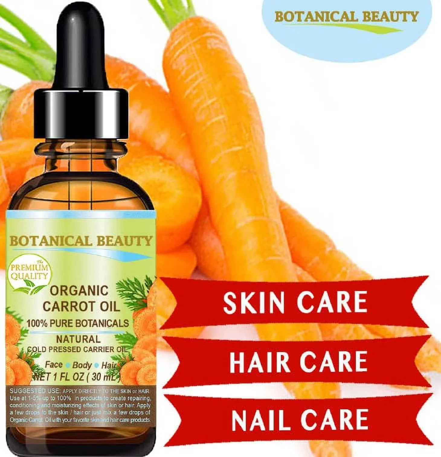 Natural/Pure Organic Botanicals/Cold Pressed For Nail Care 100% Ml. Face, Beauty Carrot Carrier Hair Oz. Fl. Body, Oil Oil 1 -30 Botanical And