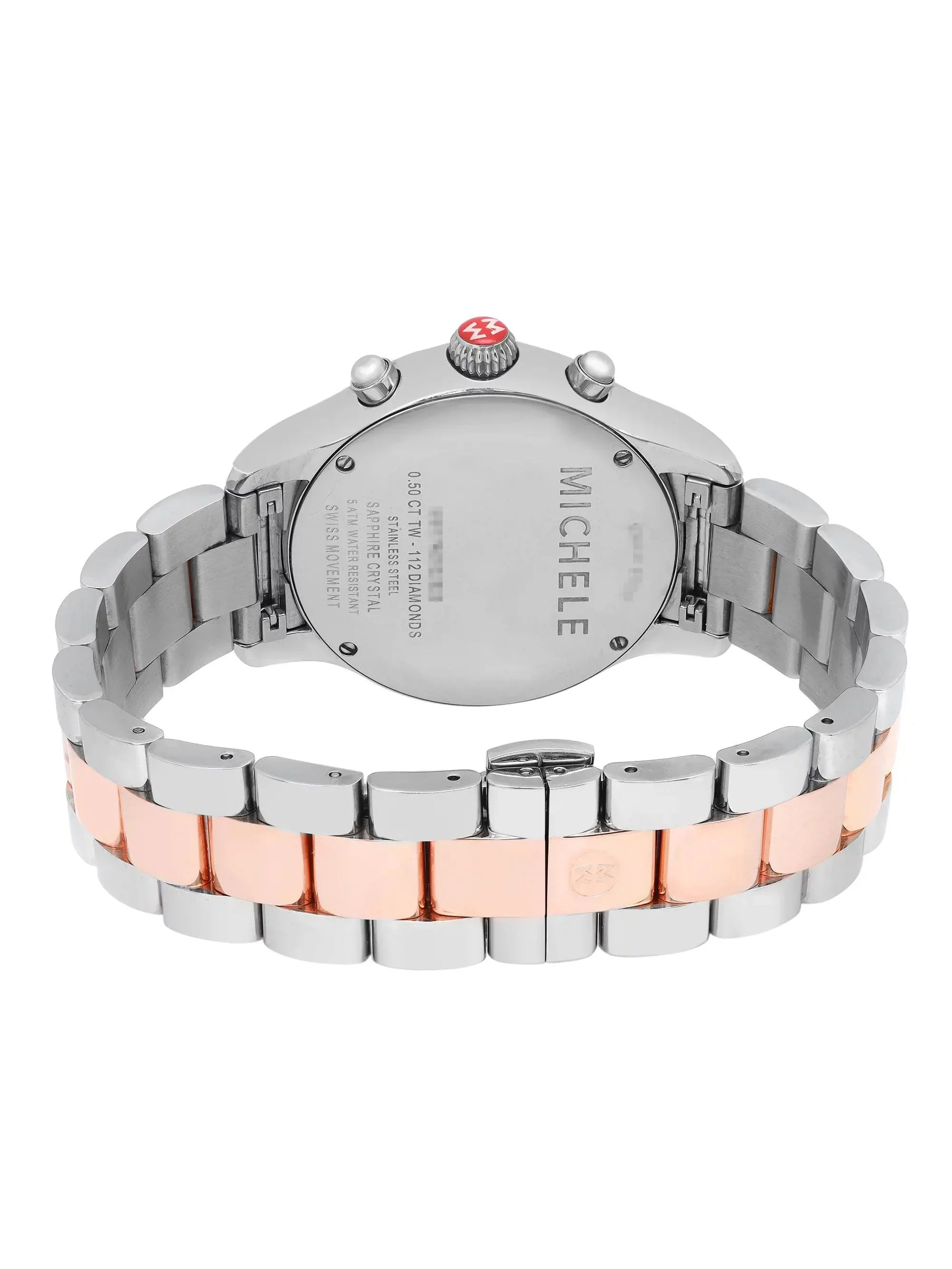 Watch 40mm Michele Steel Quartz Diamond MWW17A000017 0.50cttw Jetway Ladies