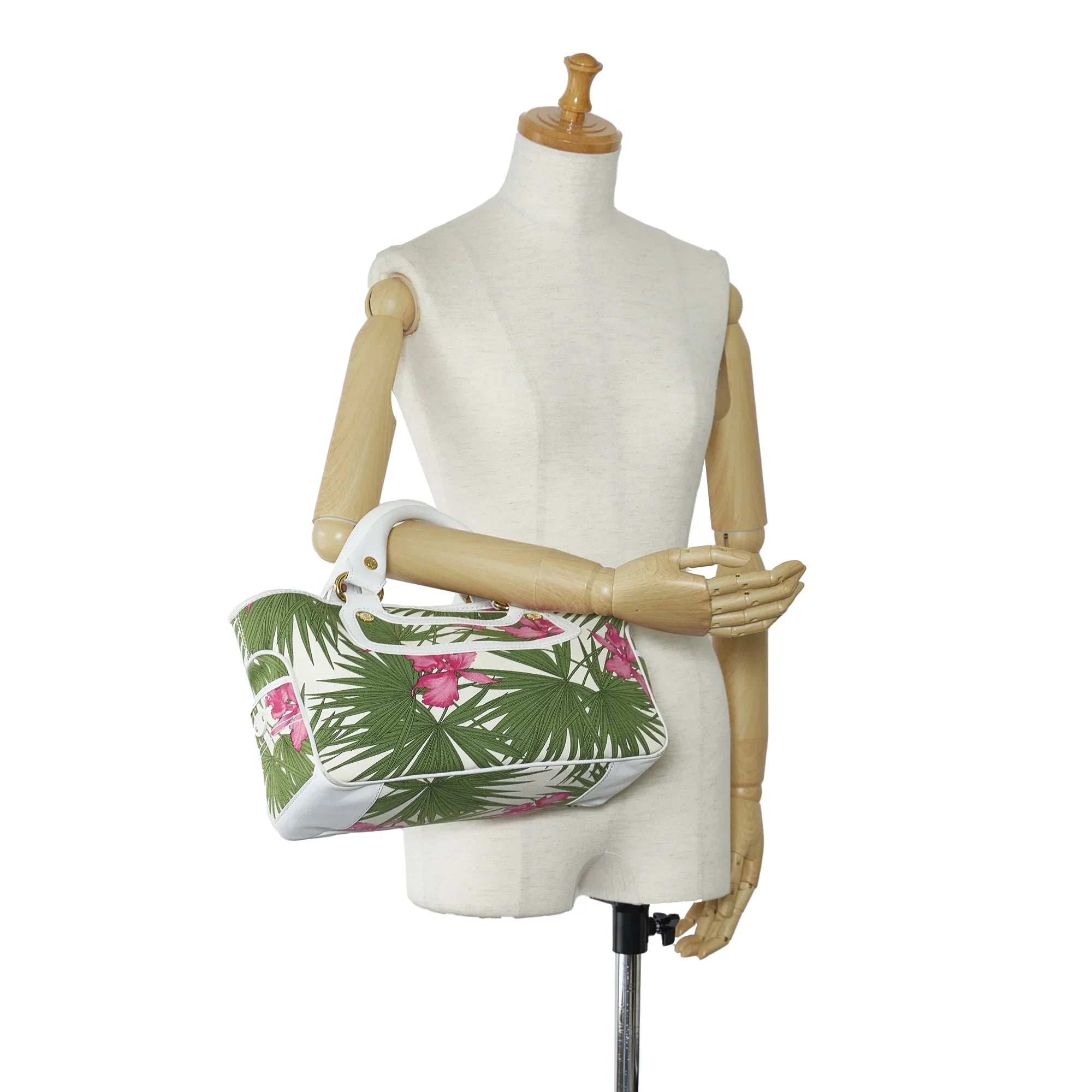Fabric Green Canvas Boogie HandleBag Pre-Owned Authenticated (Good) Celine Handbag Top Unisex