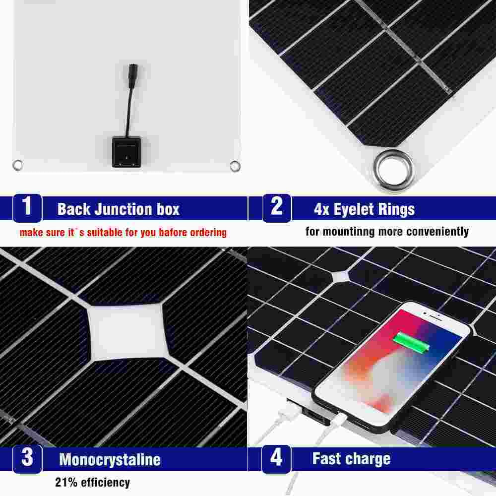 kit 200W outdoor car charge solar panel charger with home source solar light MDHAND controller camping emergency