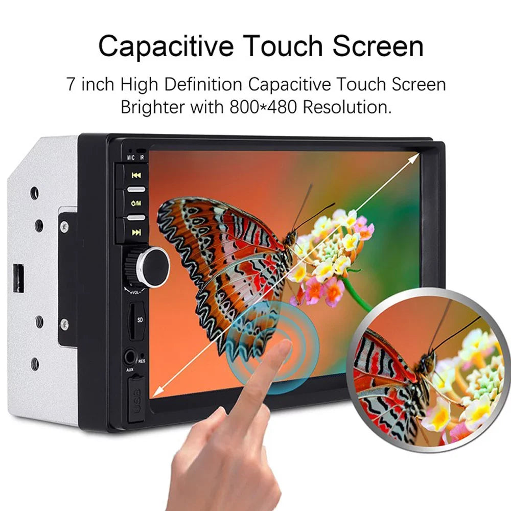 Bluetooth Stereo Car Link with Double Polarlander Audio AUX Touch 4LED Din USB with HD Backup Screen MP5/4/3 Function Car Car Multimedia Player 7-inch SD Camera Mirror Radio FM