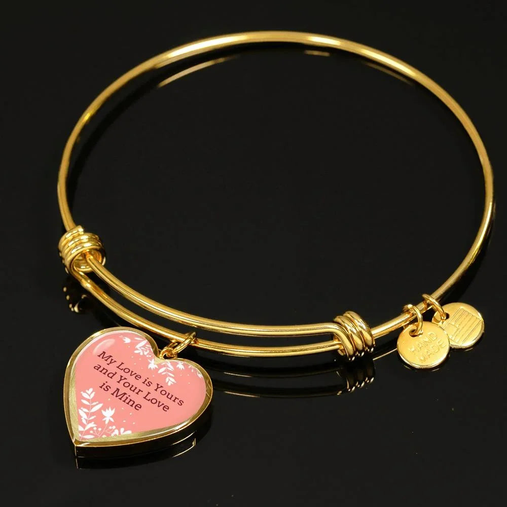 My or Pink is Bangle 18k Steel Gold Heart 18-22" Yours Love Stainless