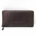 Classic Pre-Owned Women's Continental Round Leather Punching Men's (Good) Long Bordeaux Wallet Balenciaga