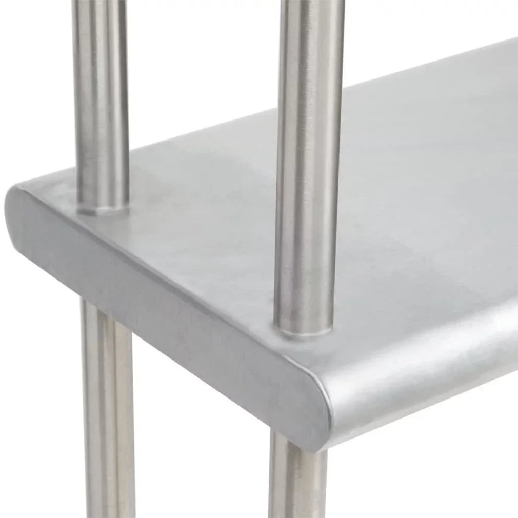 Table Wide Double Prep Table 14" Work 12" Combo Shelves Steel Two 60" Tier Shelving Overshelf With Kitchen | & Metal | Stainless x