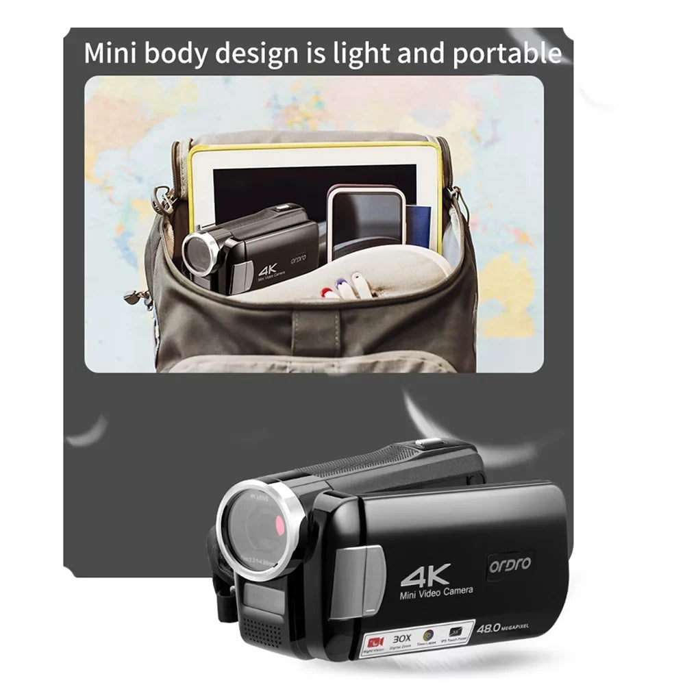Inch IR Control IPS Video Touchscreen Dcenta 30X Battery 4K Zoom Carry with Digital AC2 Digital DV 3.0 Remote 48MP Bag Recorder