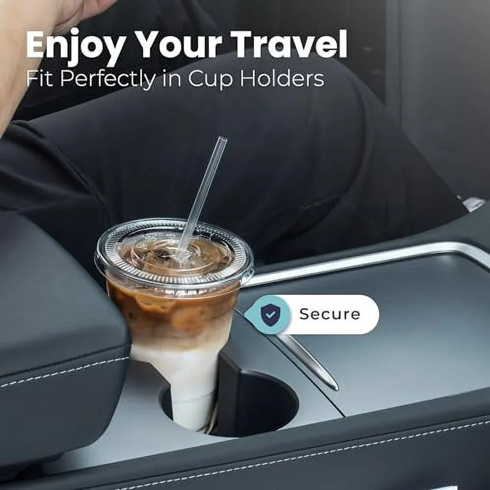 Tea for Premium Cups, 32 Lemonade oz Bubble Milkshake, BPA Stand, Drinks, Clear Juice, Coffee Free Party, Pack] Cold Smoothie Plastic Iced [50 Crystal Boba, with Cups Cup Disposable Flat Lids,